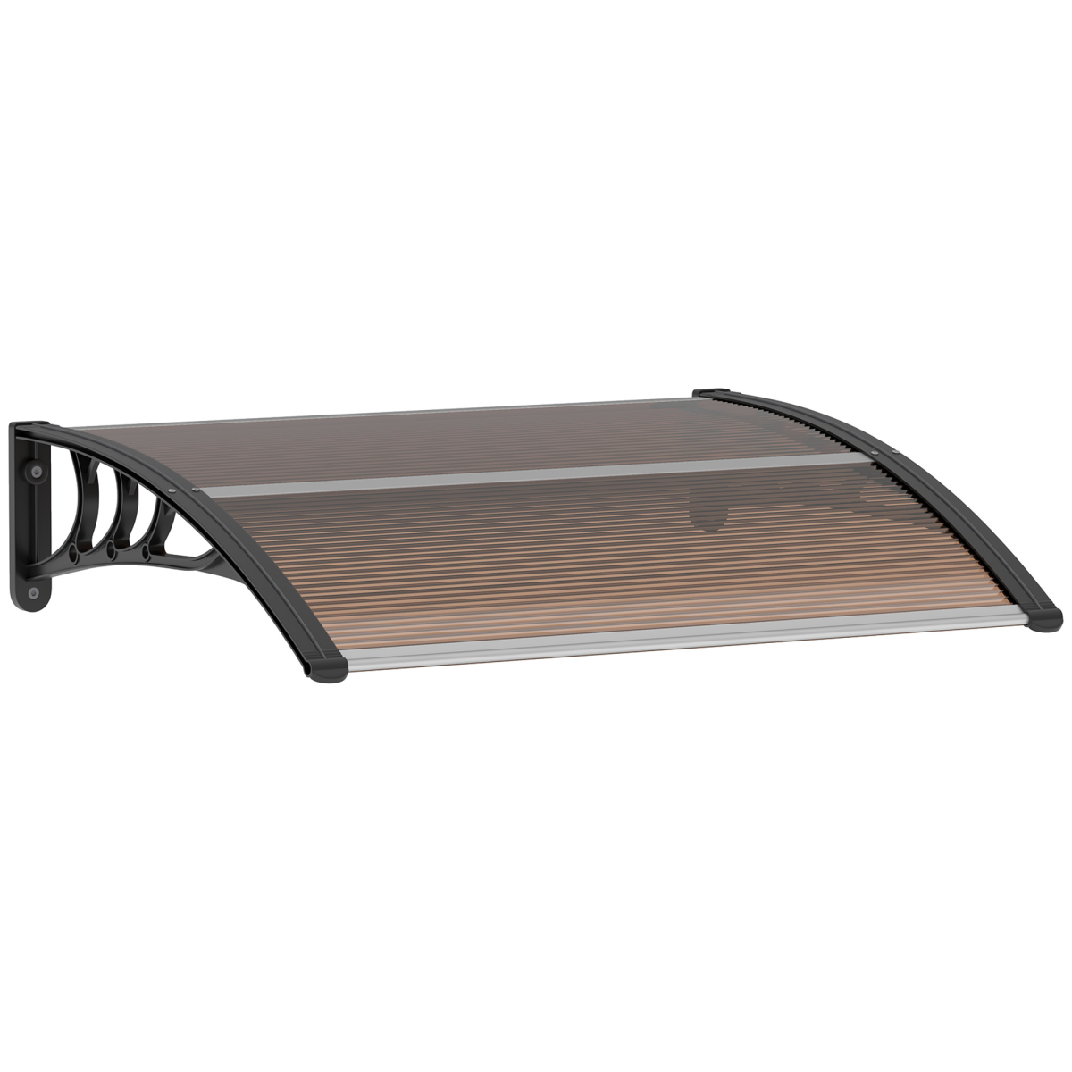 Outsunny Curved Polycarbonate Door Canopy with UV Protection, Brown