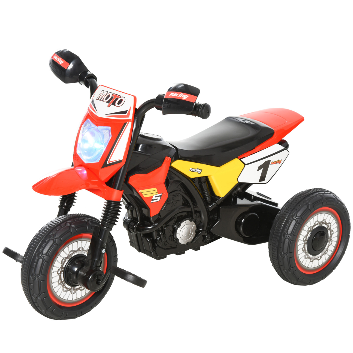 HOMCOM Toddler Pedal Tricycle Ride-On with Music and Lights, 18-36 Months, Red