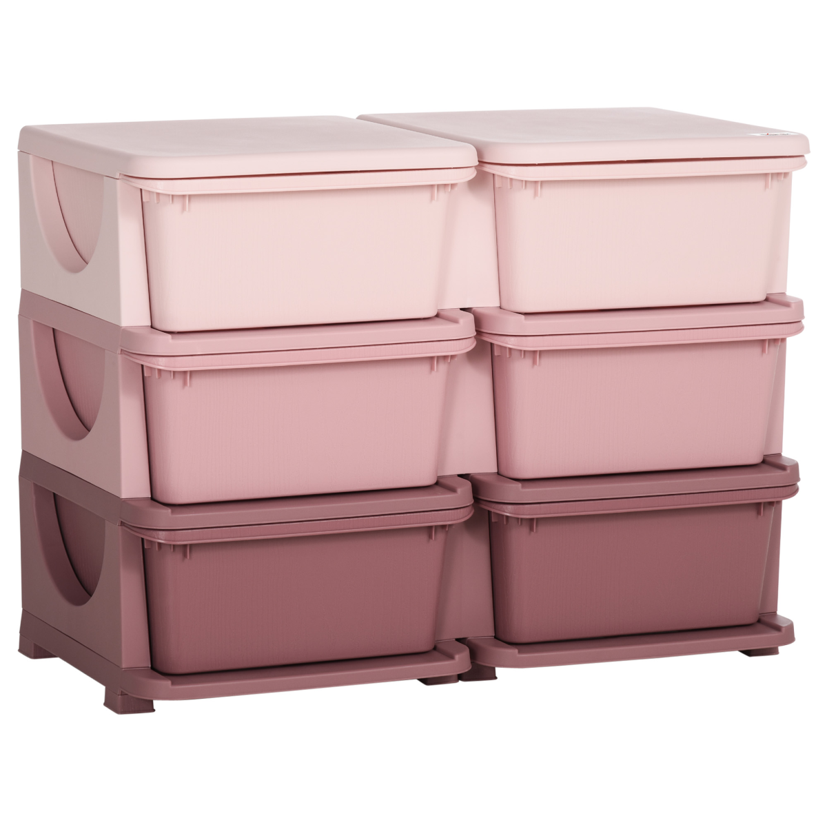 Kids Storage Unit Toy Box, Vertical Dresser with Six Drawers, Pink