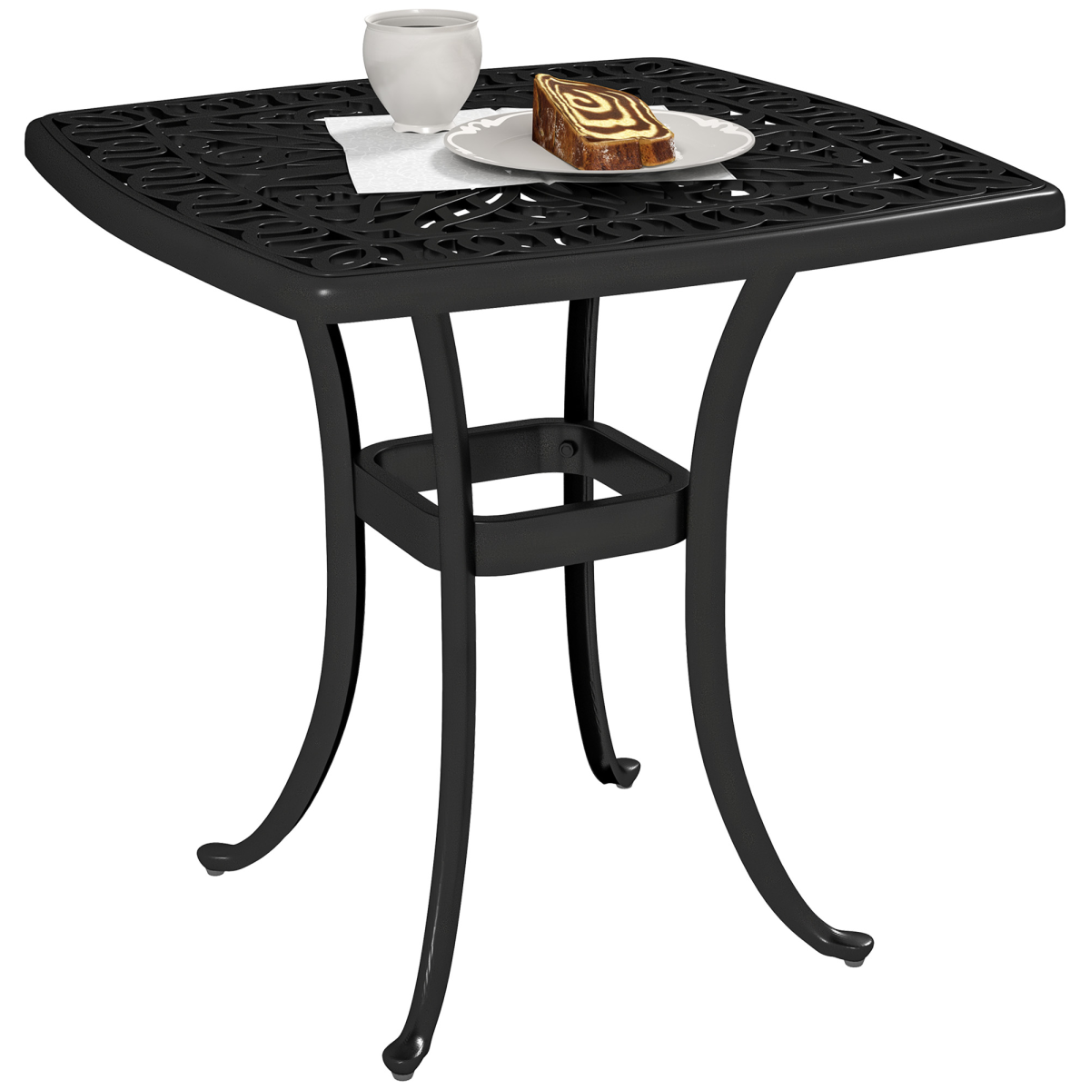 Outsunny Cast Aluminium Bistro Table with 38mm Umbrella Hole, Black