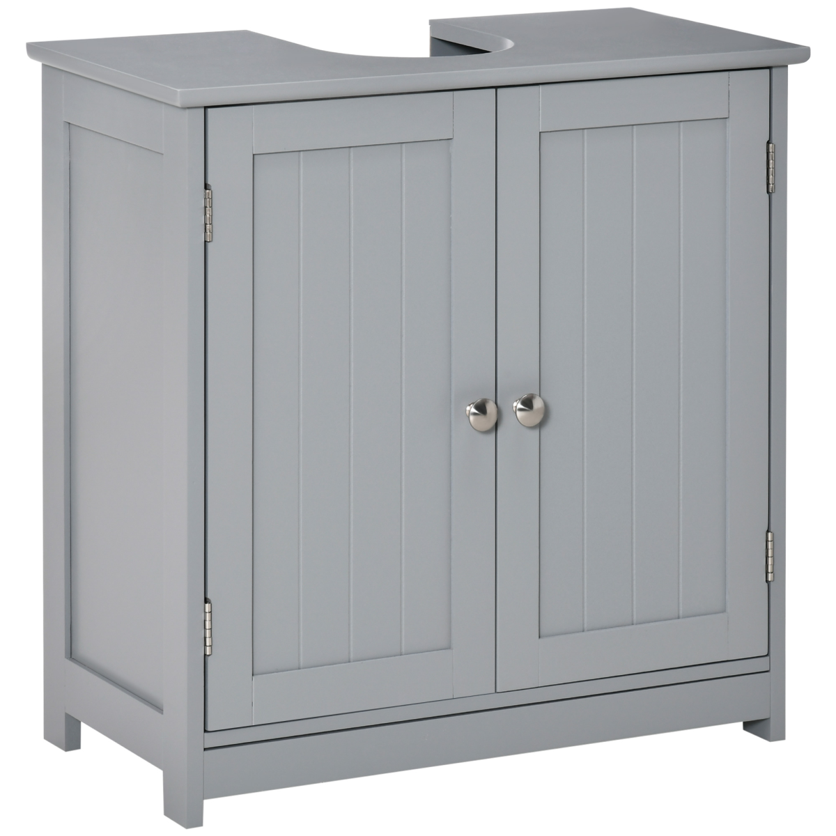 kleankin Under Sink Storage Cabinet 60 x 60cm Adjustable Shelf U-Shaped Pipe Cut-Out Grey