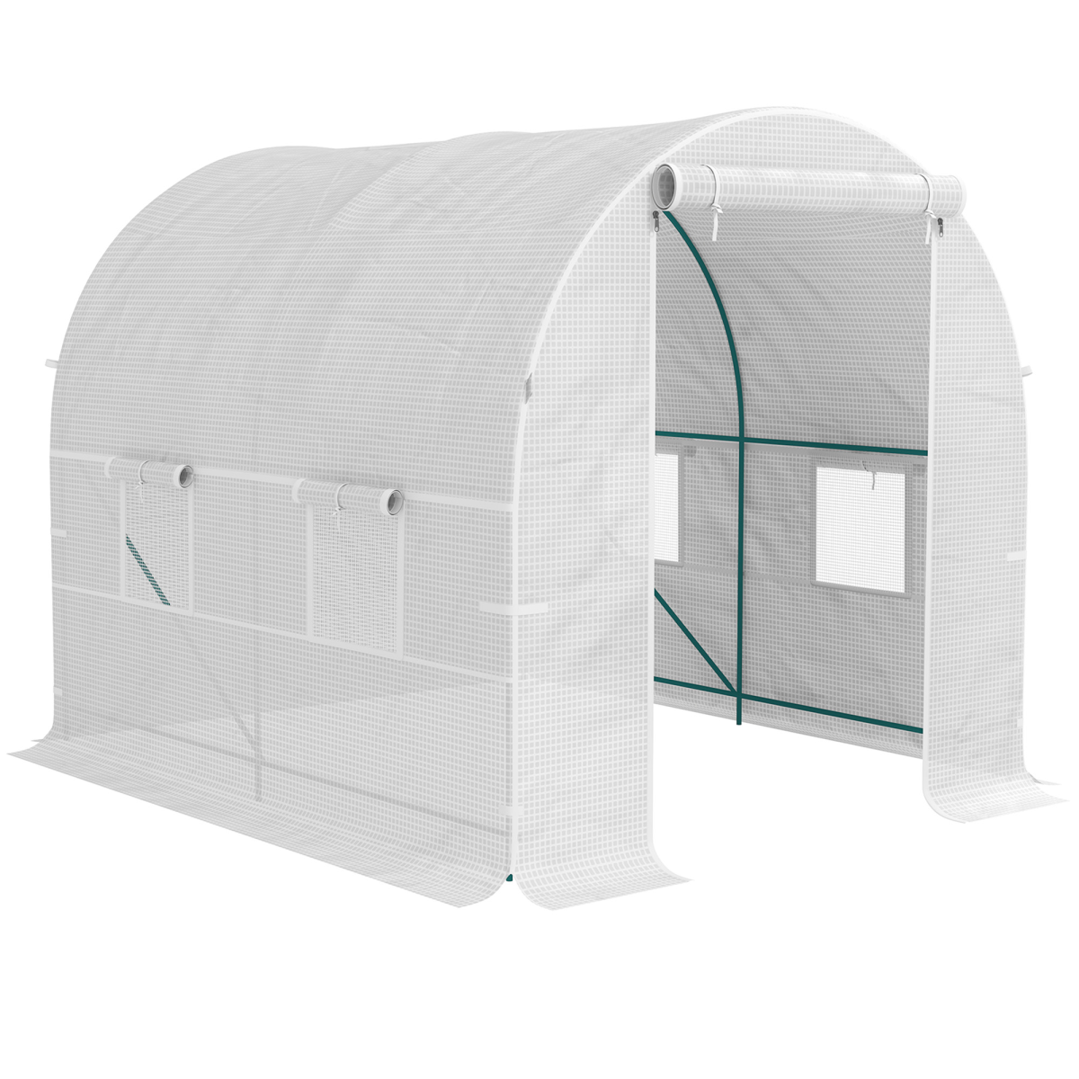Outsunny Polytunnel Greenhouse Outdoor Grow House with Roll-Up Door and Windows 200 x 245 x 198 cm
