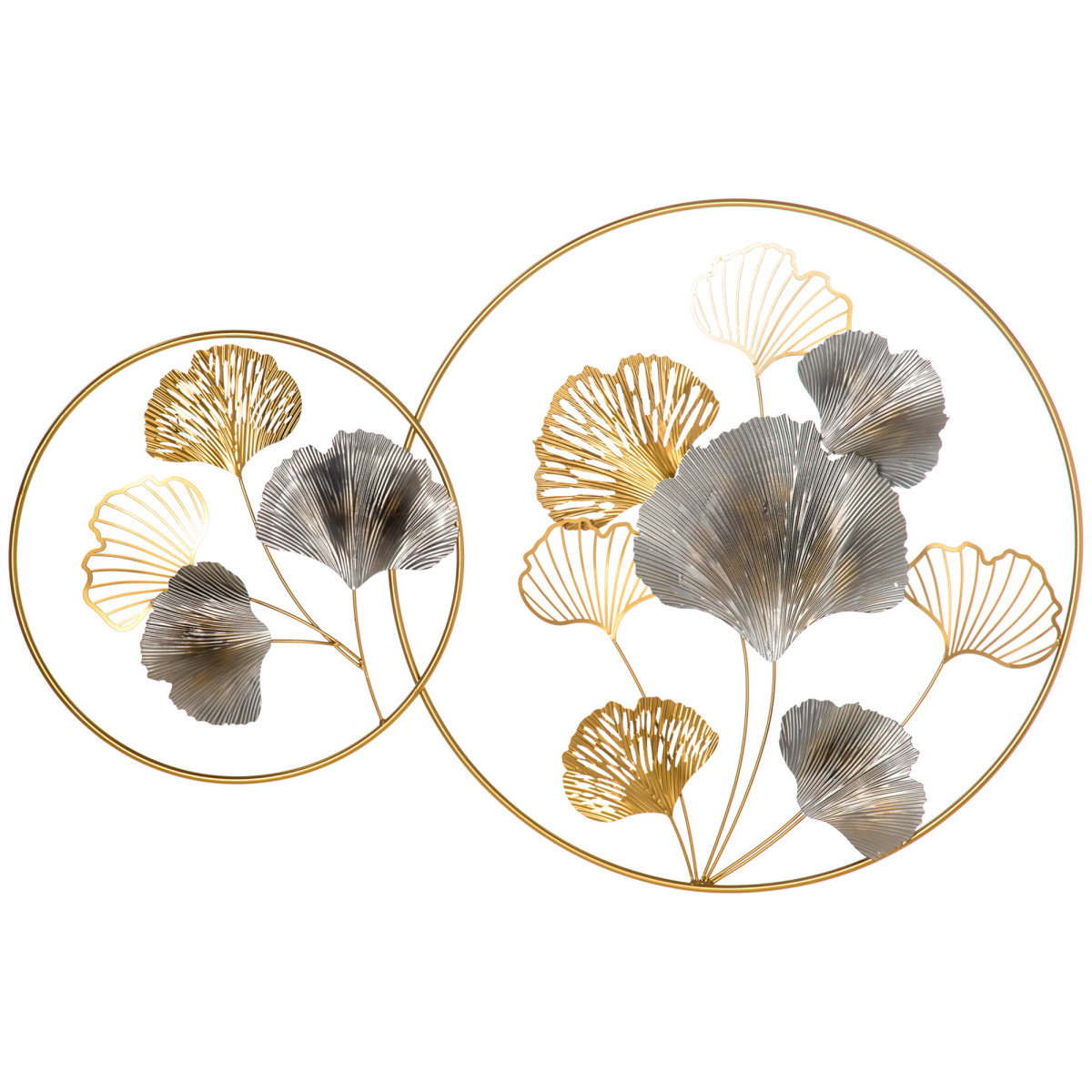 Minimalist Metal Ginkgo Leaf Wall Art Sculpture, Ready to Hang, 66.2H x 102Wcm
