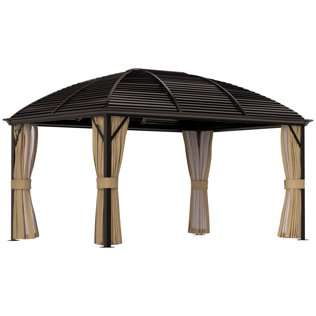 Outsunny 3 x 4m Hardtop Gazebo with Curtains and Mosquito Netting