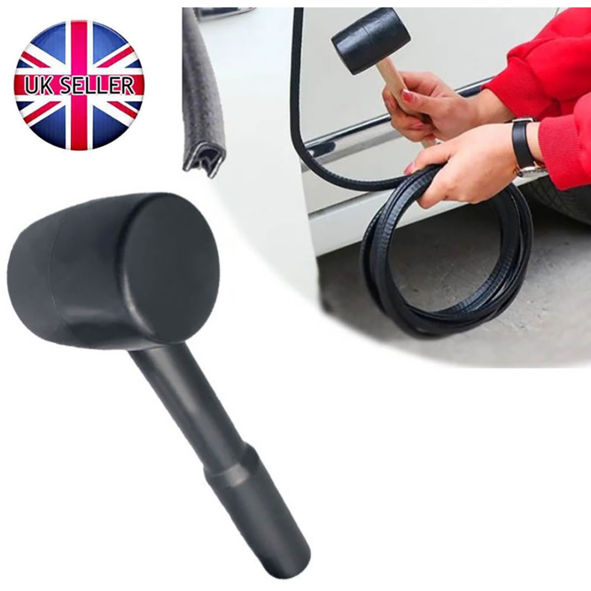 10m Black U-Shaped Car Door and Trunk Edge Protection Strip, 7mm x 10mm Rubber Seal