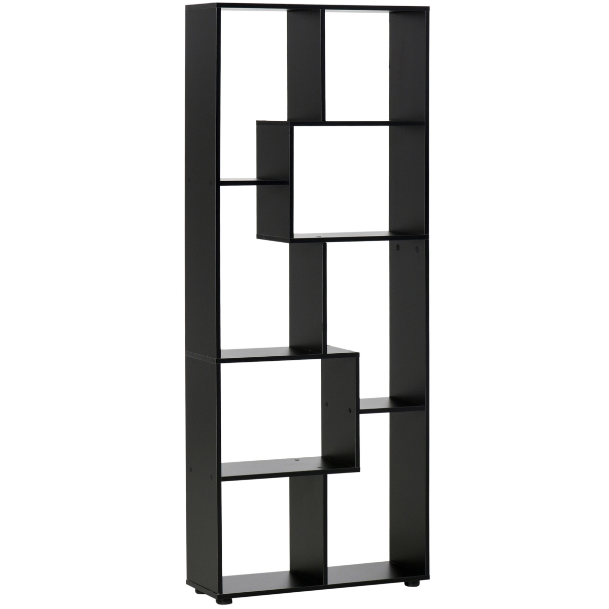 HOMCOM 178cm Black 8-Shelf Bookcase with Melamine Surface and Foot Pads, Multipurpose 8-Grid Storage
