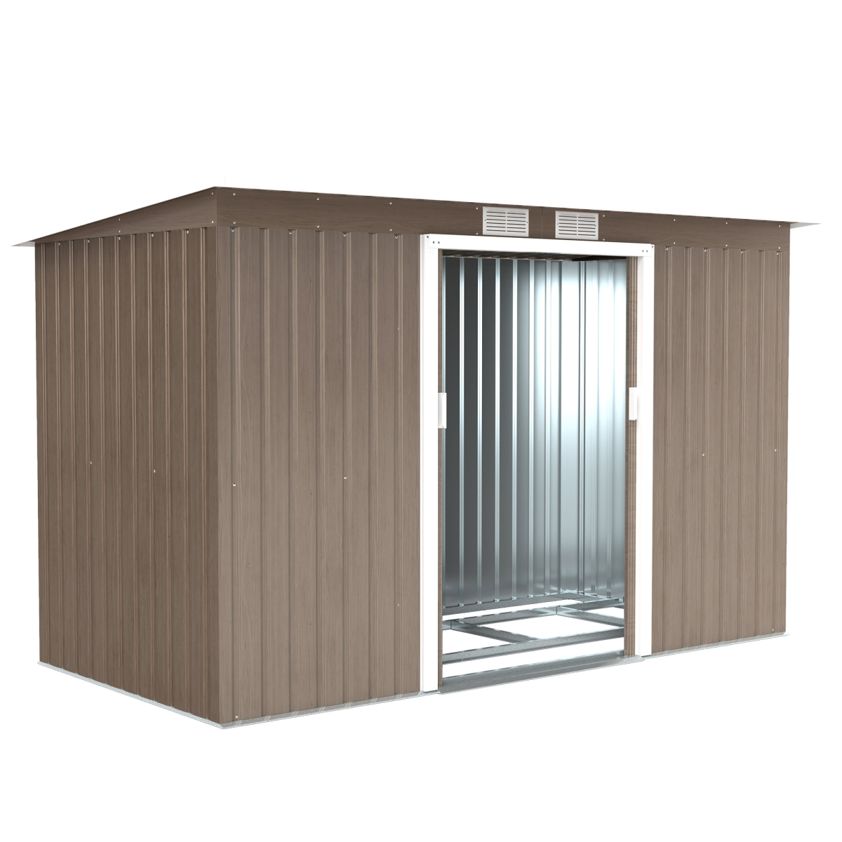 Outsunny 9 x 4FT Metal Garden Storage Shed, Lockable Double Doors