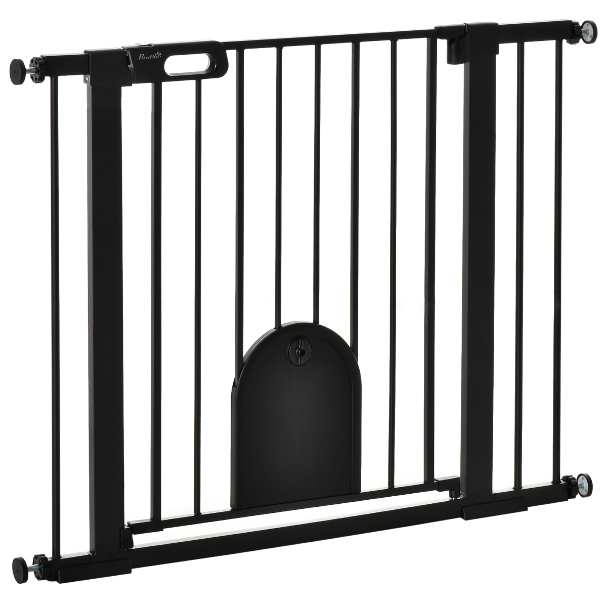Extra Wide Pet Safety Gate 75-103 cm, Pressure Fit Stair Gate, Double Locking, Black