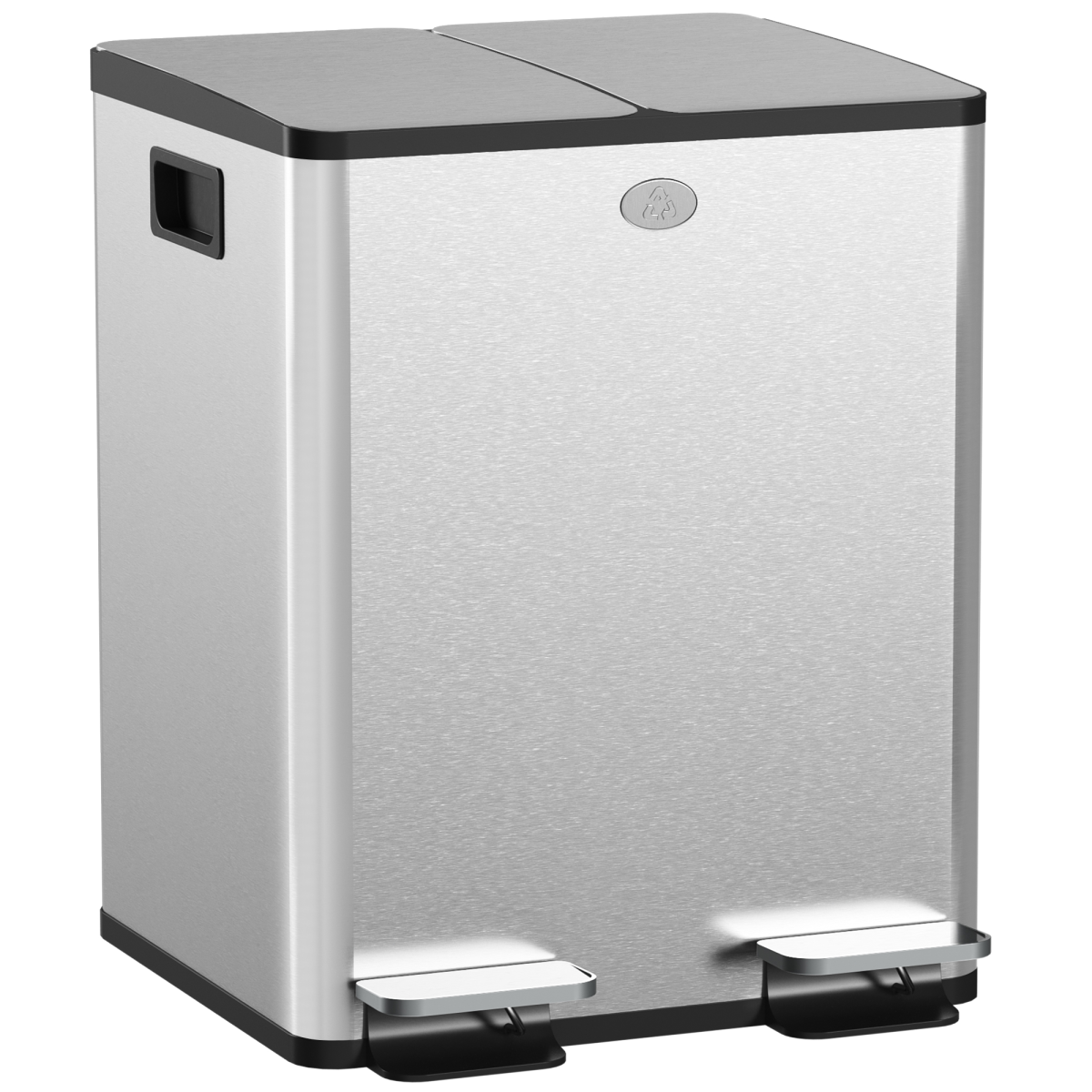 HOMCOM 2 x 20L Stainless Steel Dual Pedal Bin, Silver