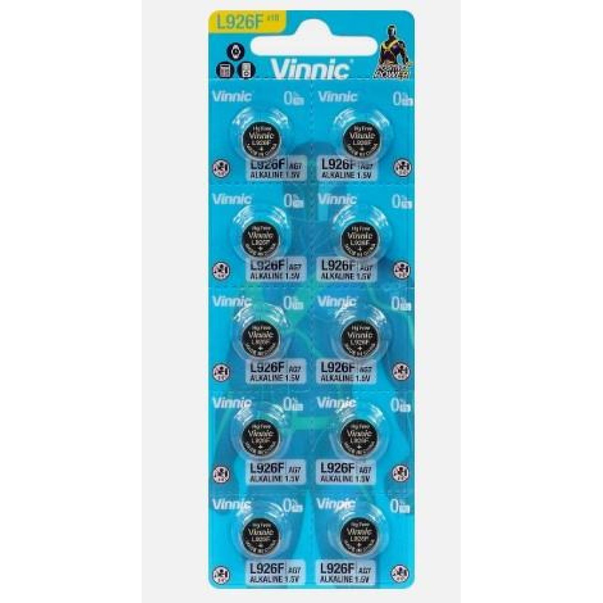 Vinnic AG7 L926 1.5V Alkaline Button Cell Battery 10 Pack