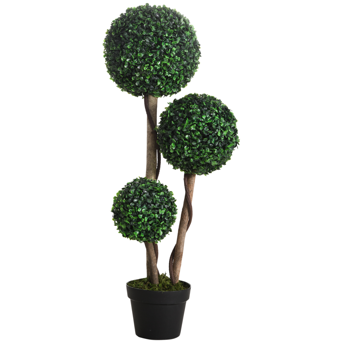 HOMCOM Artificial 3-Ball Boxwood Topiary Tree, 90cm, Indoor/Outdoor