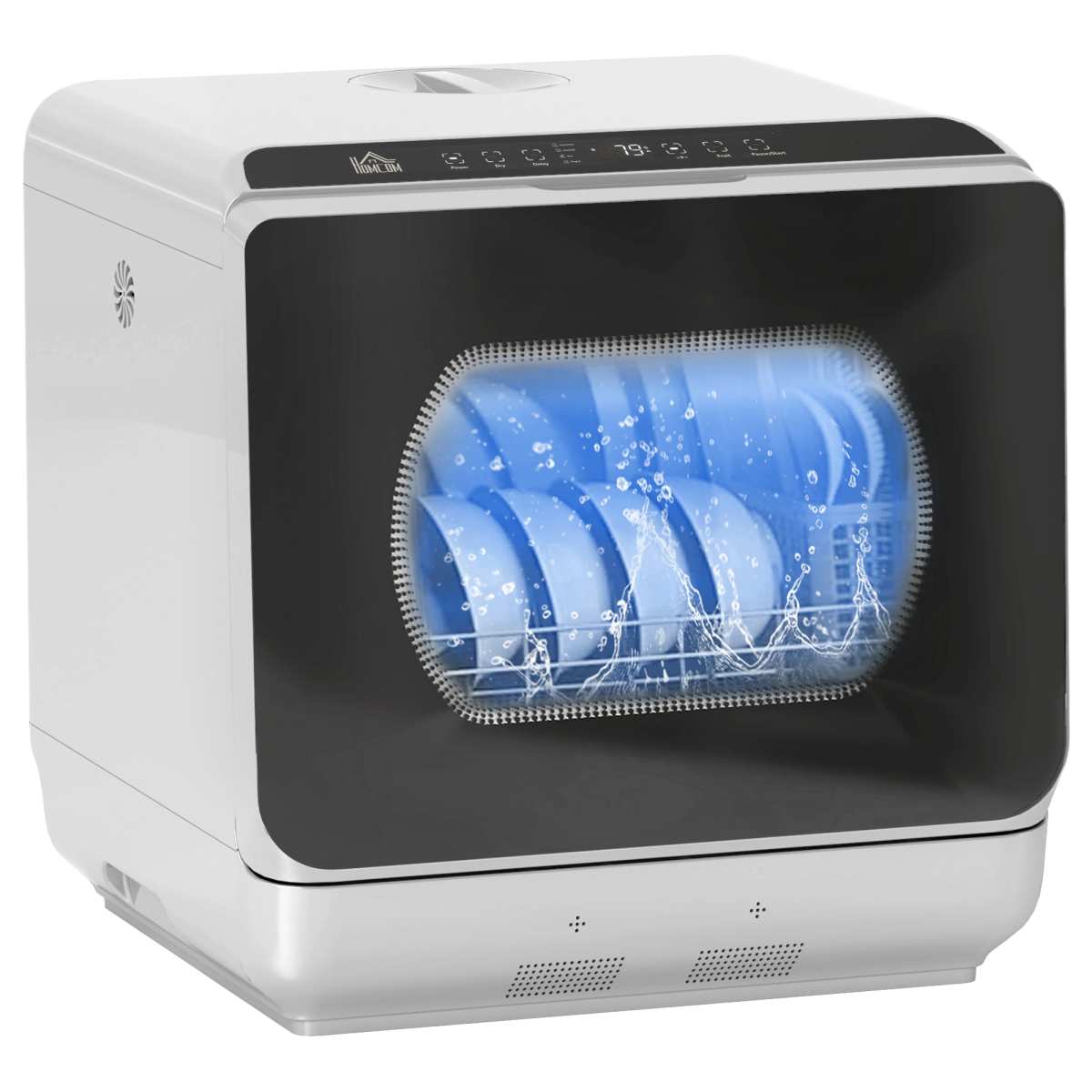 HOMCOM Countertop Dishwasher, 4 Place Settings, 6 Programs, Silver Tone