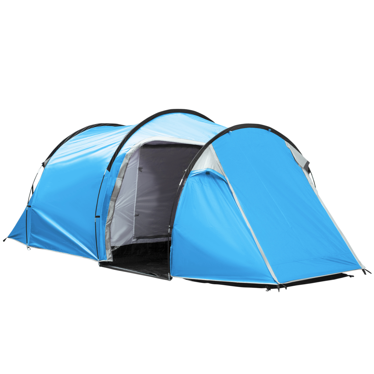 Outsunny 3 Man Camping Tent, 2-Room Design with Front Porch, Mesh Vents, Weather-Resistant, 2000mm Waterproof Index