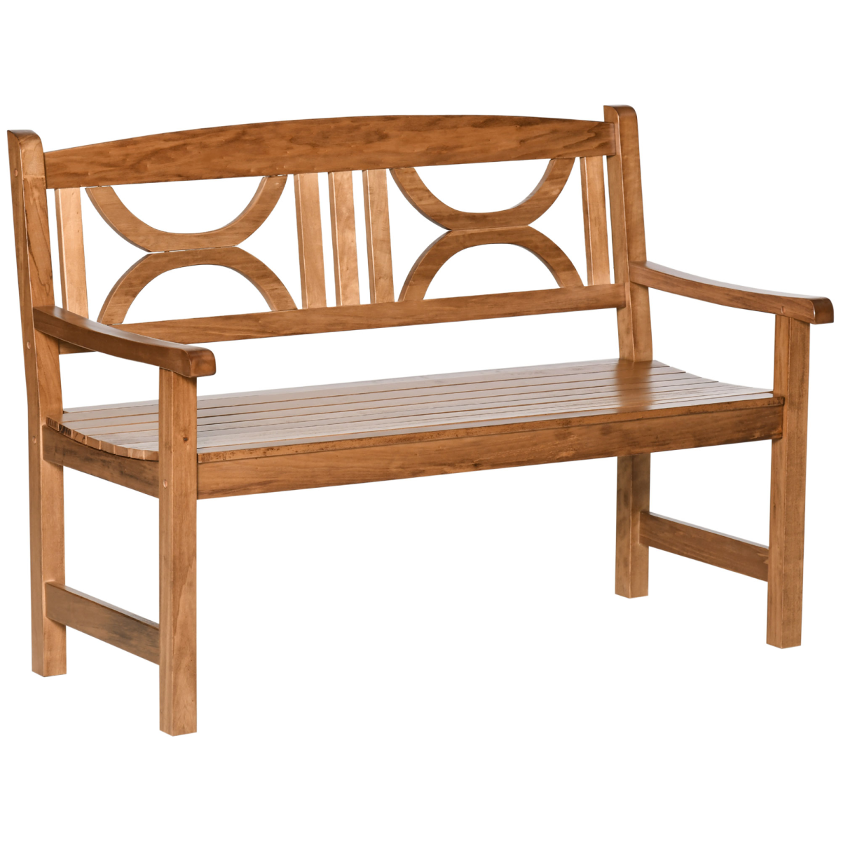 Outsunny 2-Seater Wooden Garden Bench with Tall Back and Armrests