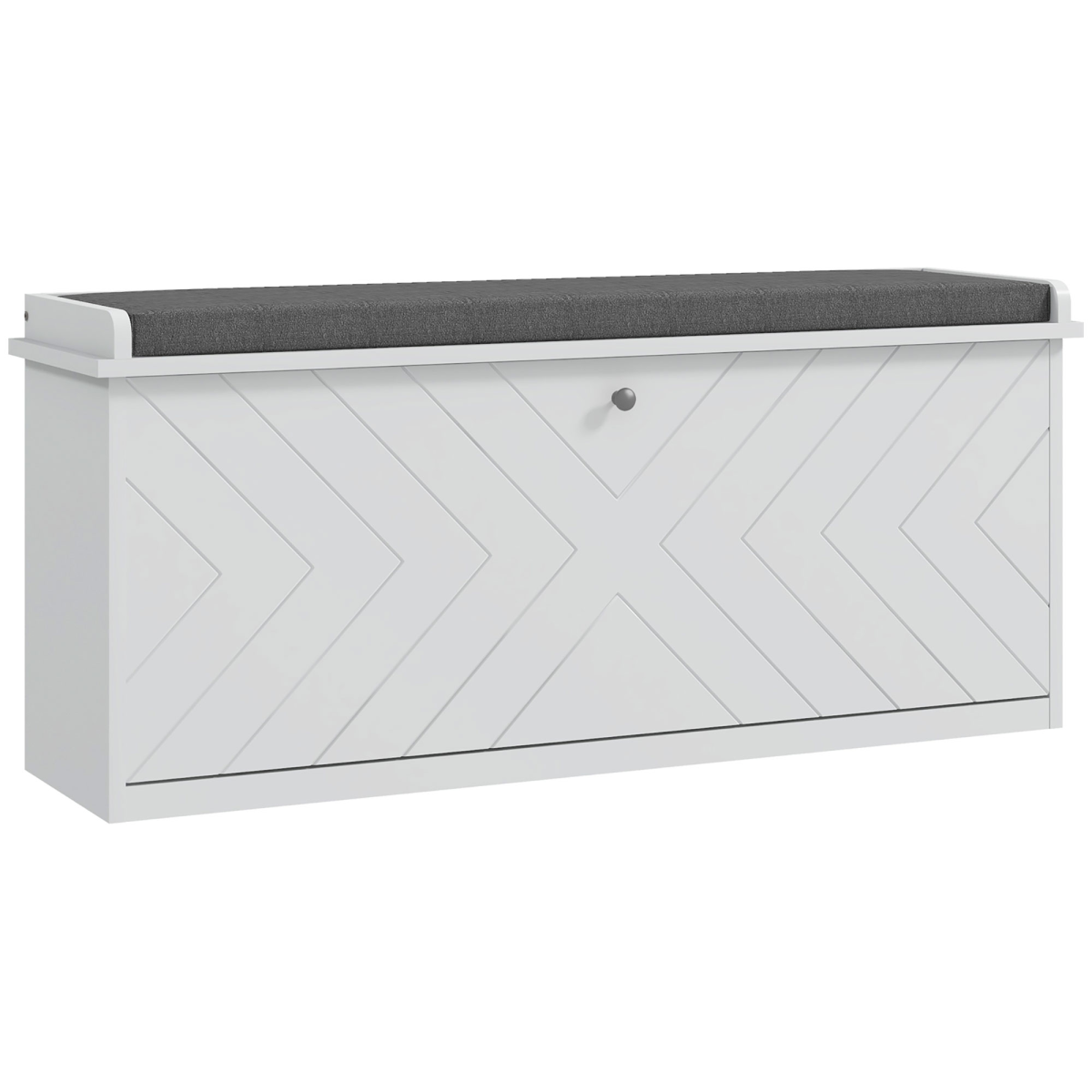HOMCOM Shoe Storage Bench with Flip Drawer, Cushioned Seat, White