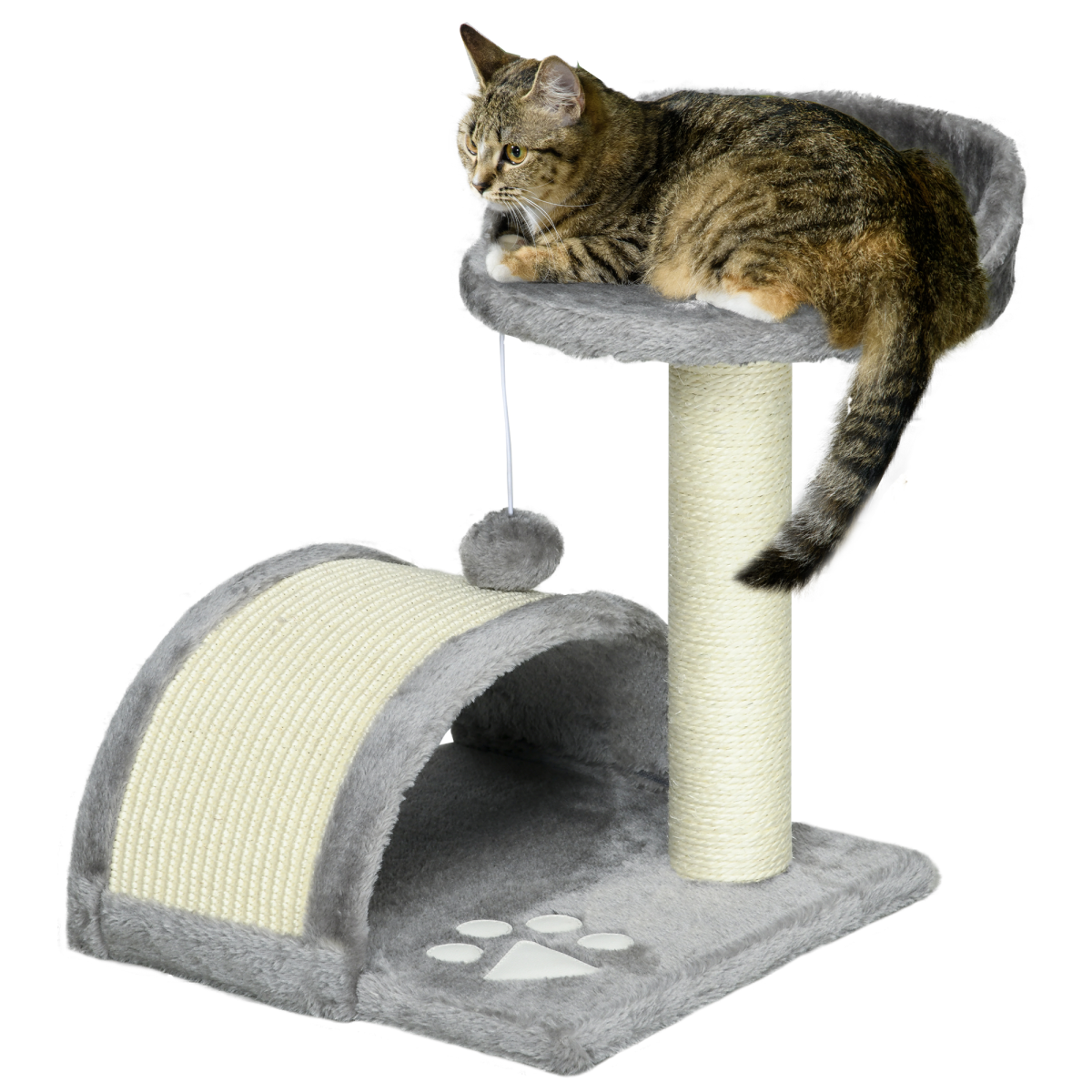PawHut Cat Tree with Sisal Scratching Post & Toy Ball