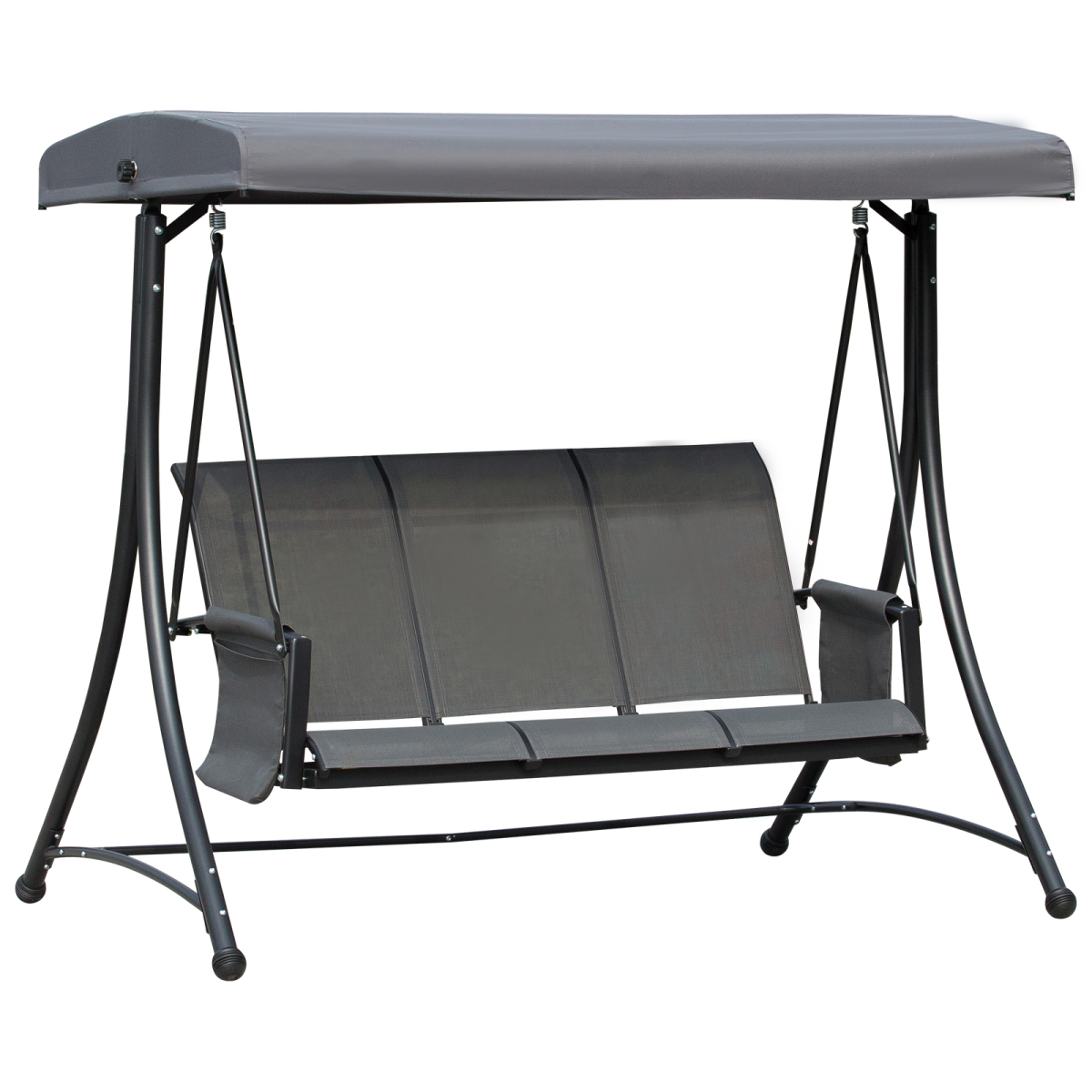 3-Seater Steel Patio Swing Chair with Adjustable Canopy