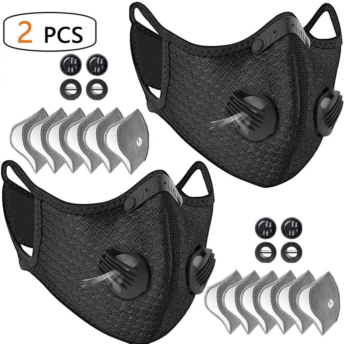 (2Pack)Reusable Half Face Cover Mask w/ Filter Cycling Outdoor Sport Face Mask