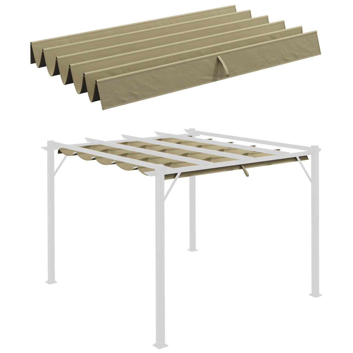 Outsunny Replacement Canopy Cover Fabric Only for 3 x 3m Pergola, Tan
