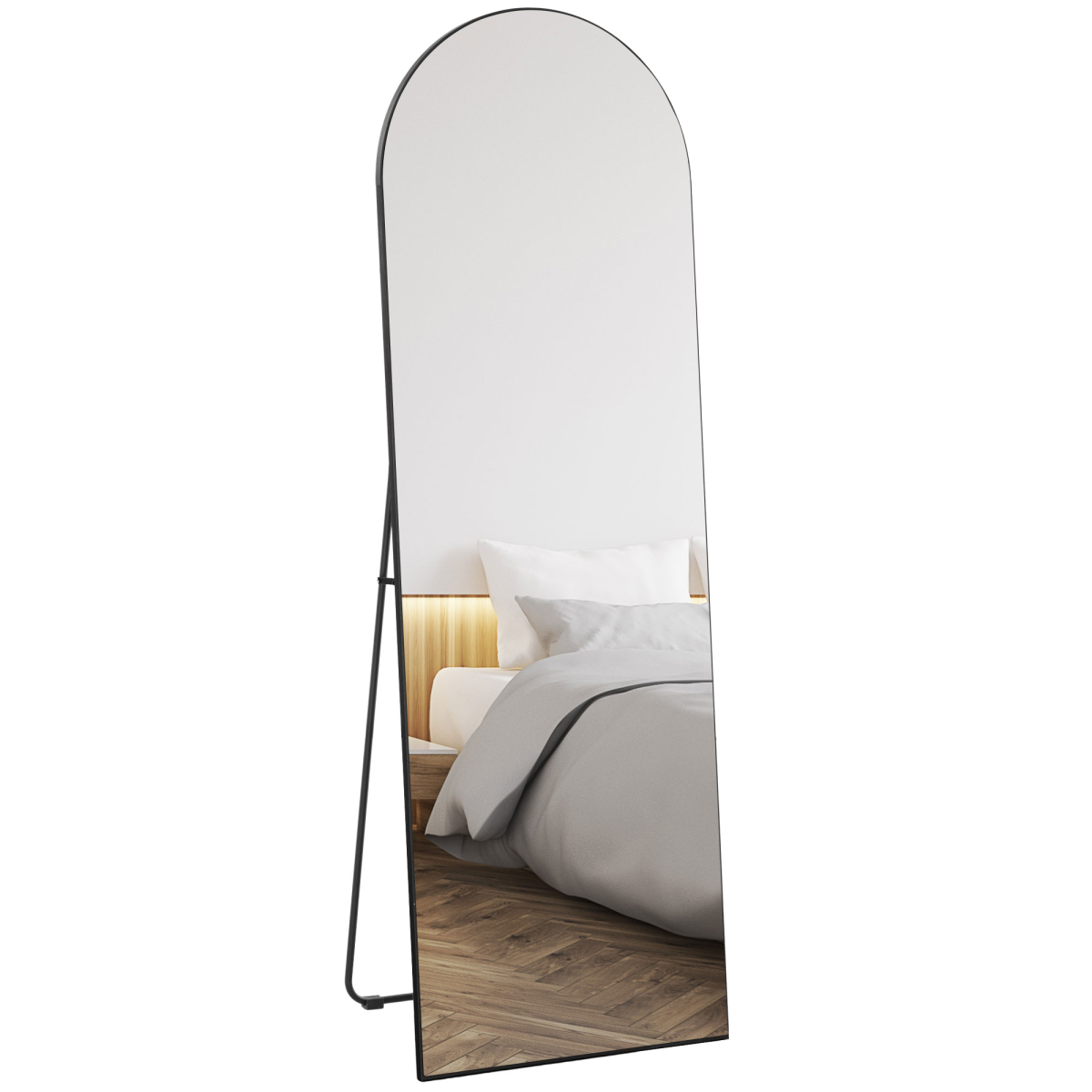 HOMCOM Full Length Wall-Mount Leaning Standing Mirror 150 x 50cm Black