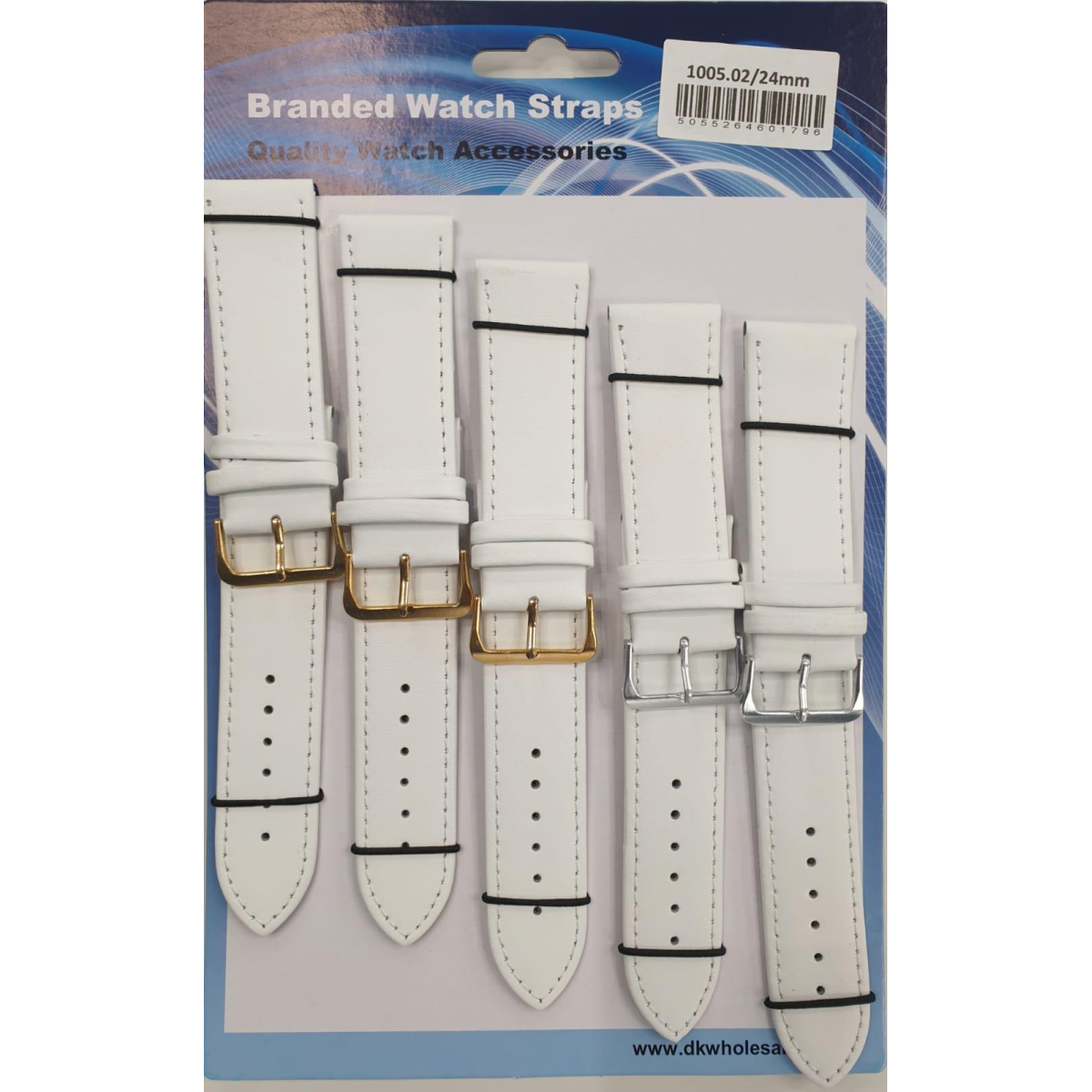 White Leather Watch Straps, Pack of 5, 24mm