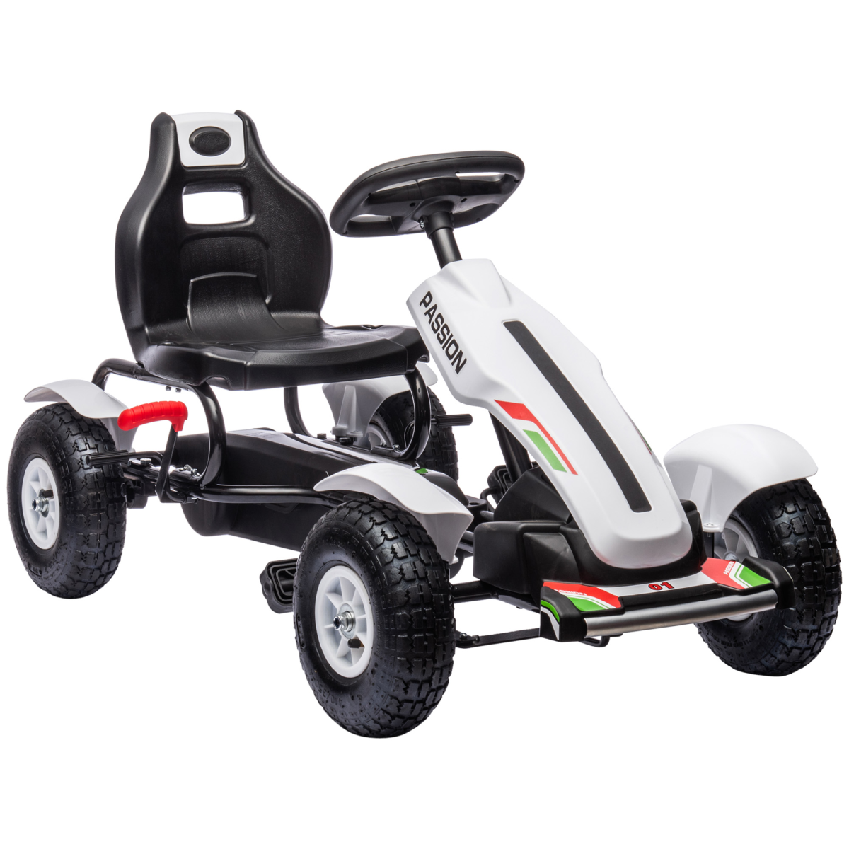 HOMCOM Kids Pedal Go Kart with Adjustable Seat and Handbrake, White