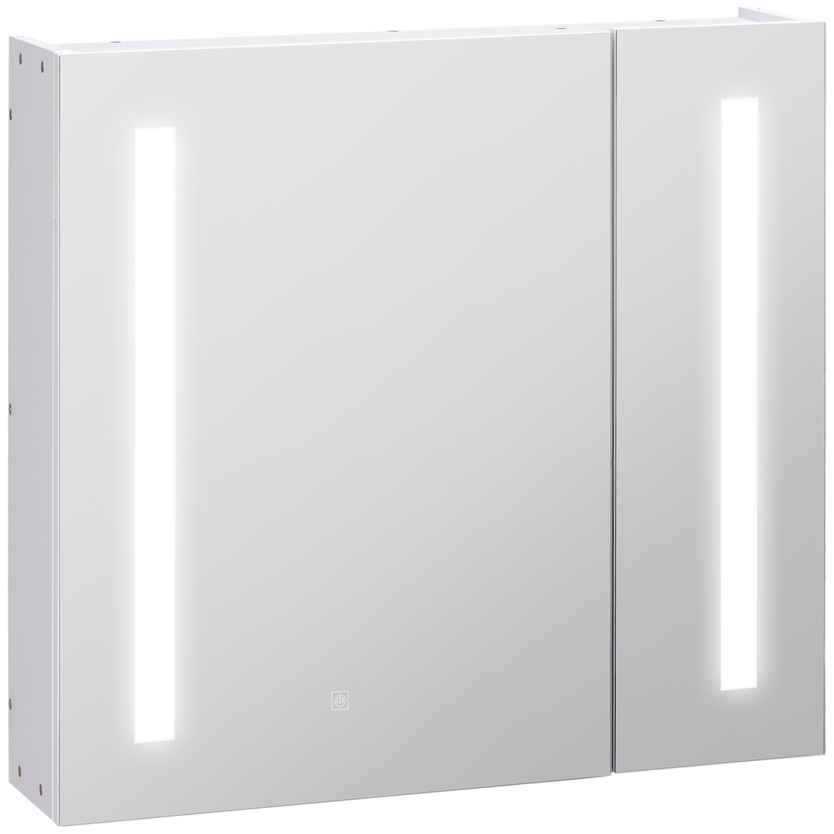 kleankin LED Illuminated Bathroom Mirror Cabinet with Touch Sensor, USB Powered, Double Mirrored Doors, Adjustable Shelf, Wall Mounted Storage Cabinet, 70 x 15 x 65 cm