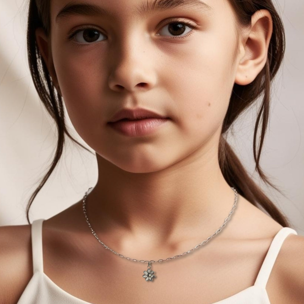 Dinky Daisy Girls Silver Necklace with Daisy Charm