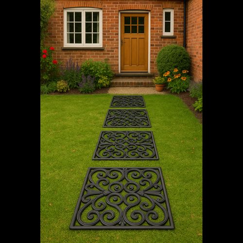 Square Rubber Step Stones, Set of 2, Non-Slip Garden Path Stones