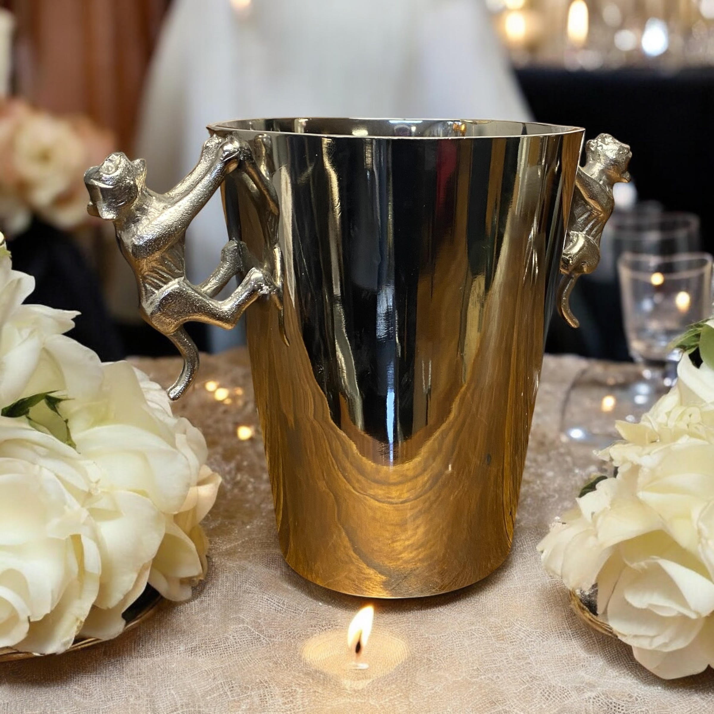 23cm Aluminium Leopard Champagne Bucket Hand Finished Wine Bottle Holder