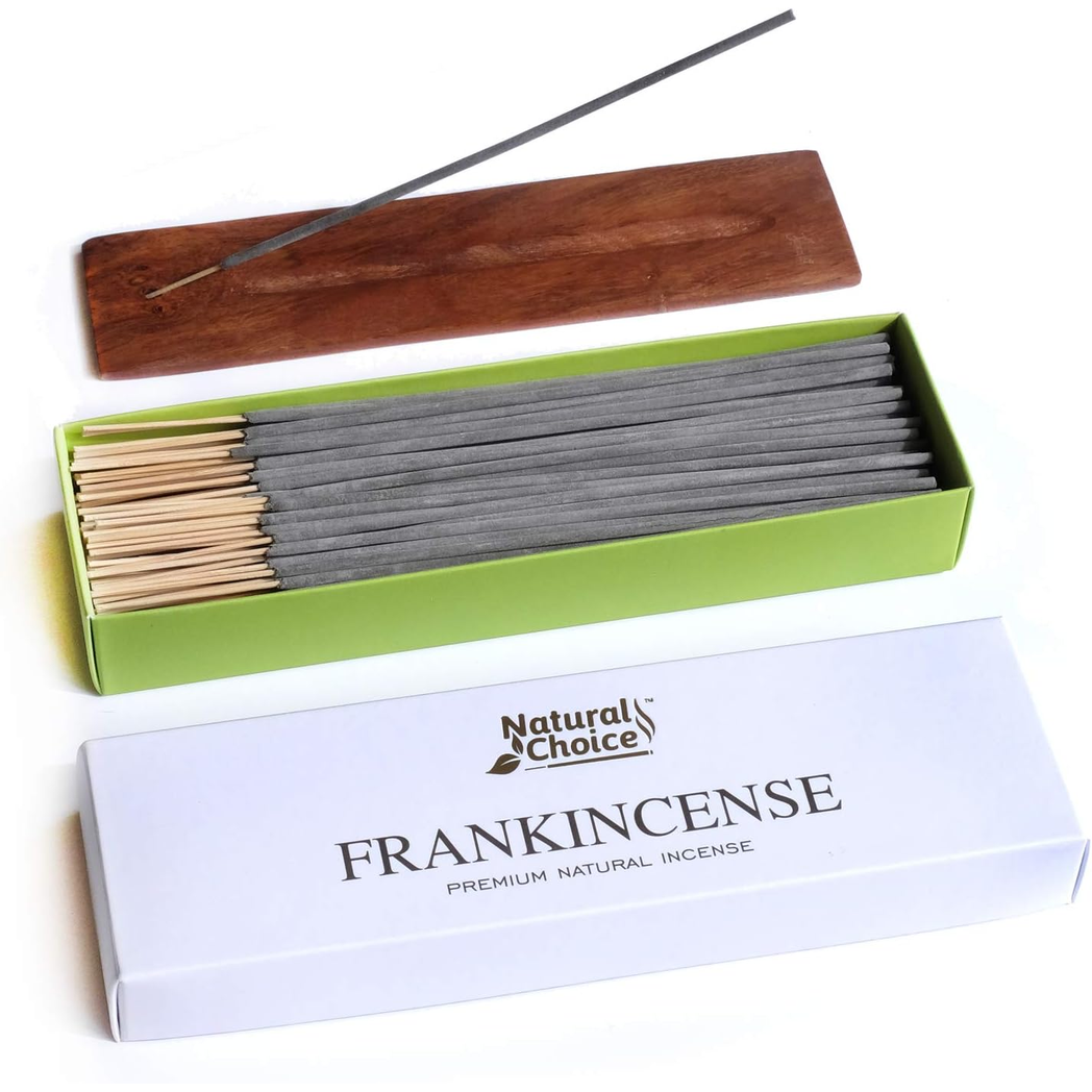 Premium Frankincense Incense Sticks with Burner, 150 Pack