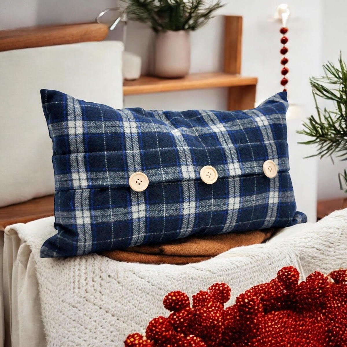 MSL 30 x 50cm Blue Velvet Cushion Cover Only