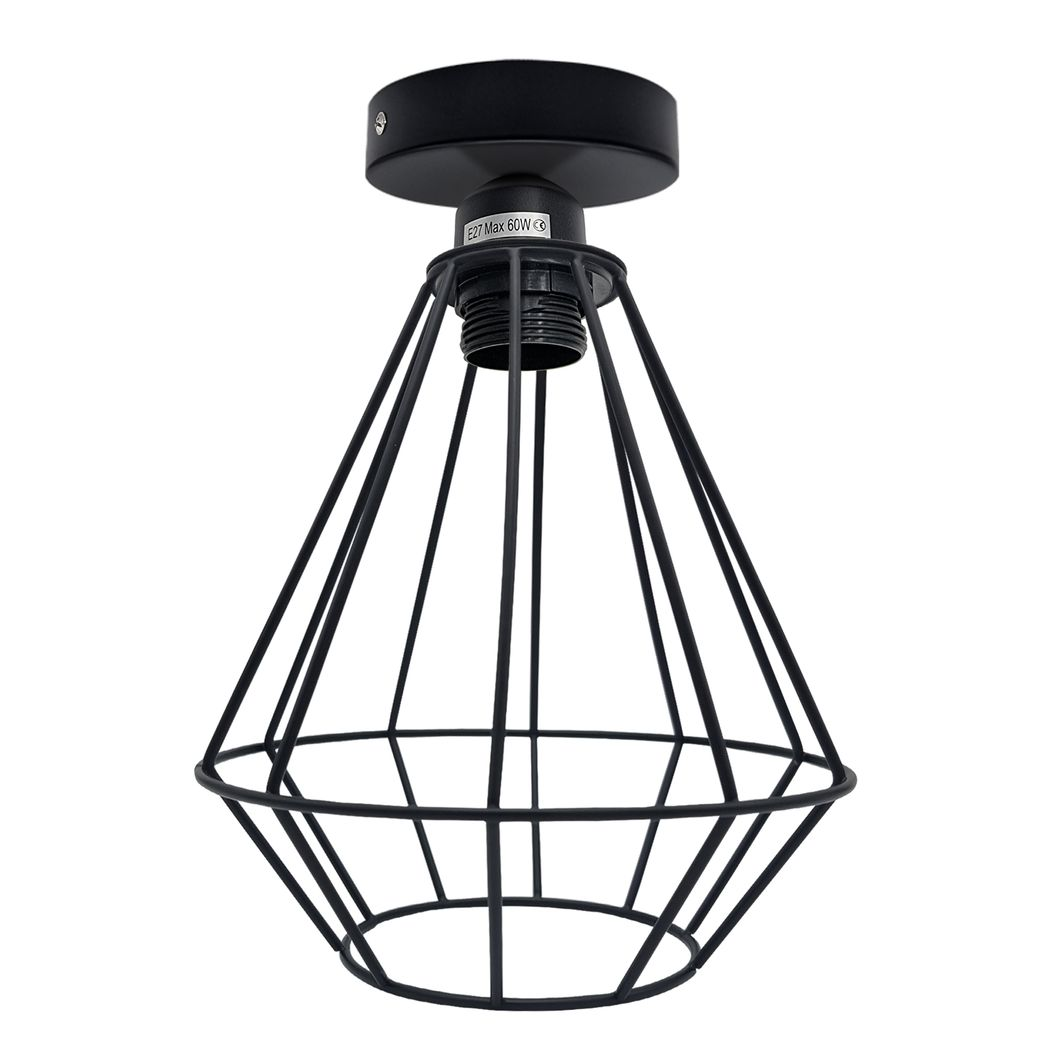 Vintage Industrial Geometric Wire Cage E27 Ceiling Light Holder, 60W
