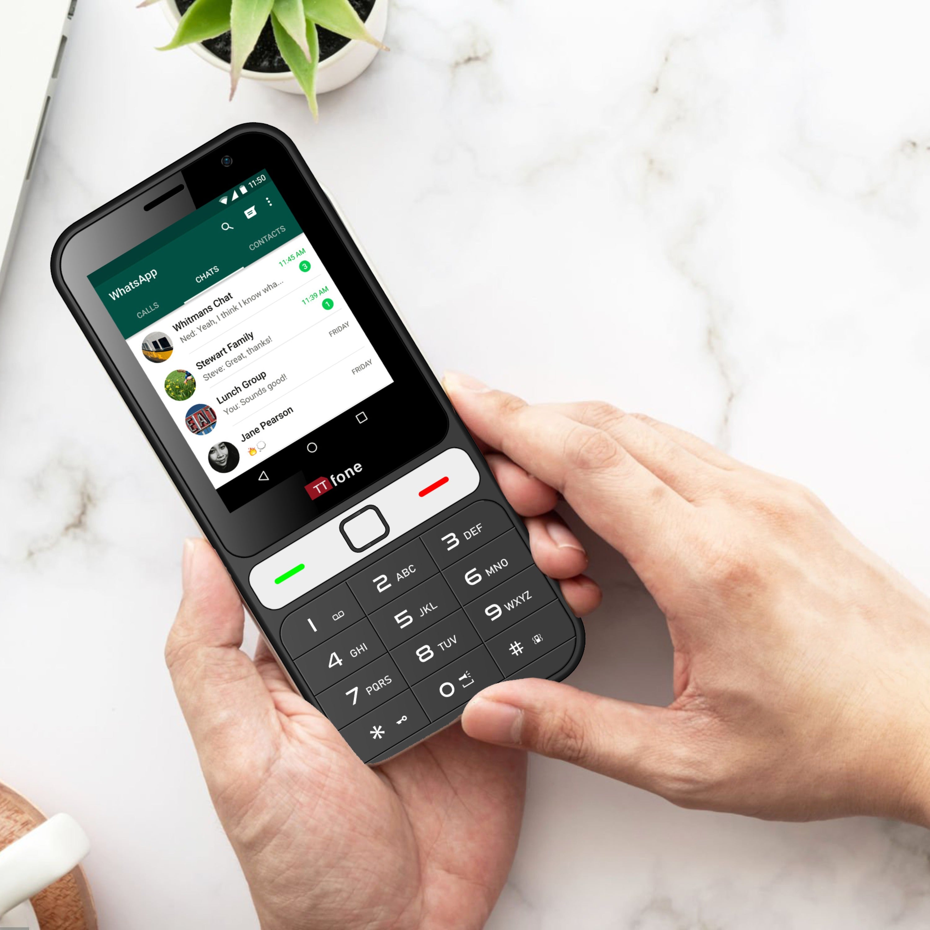 TTfone TT280  Simple 4G Dual SIM Bar Phone with Android, 2.8" Touchscreen, Keypad, 2MP Camera, USB-C - Easy to Use Unlocked Mobile (with Mains Charger and O2 Sim Card)