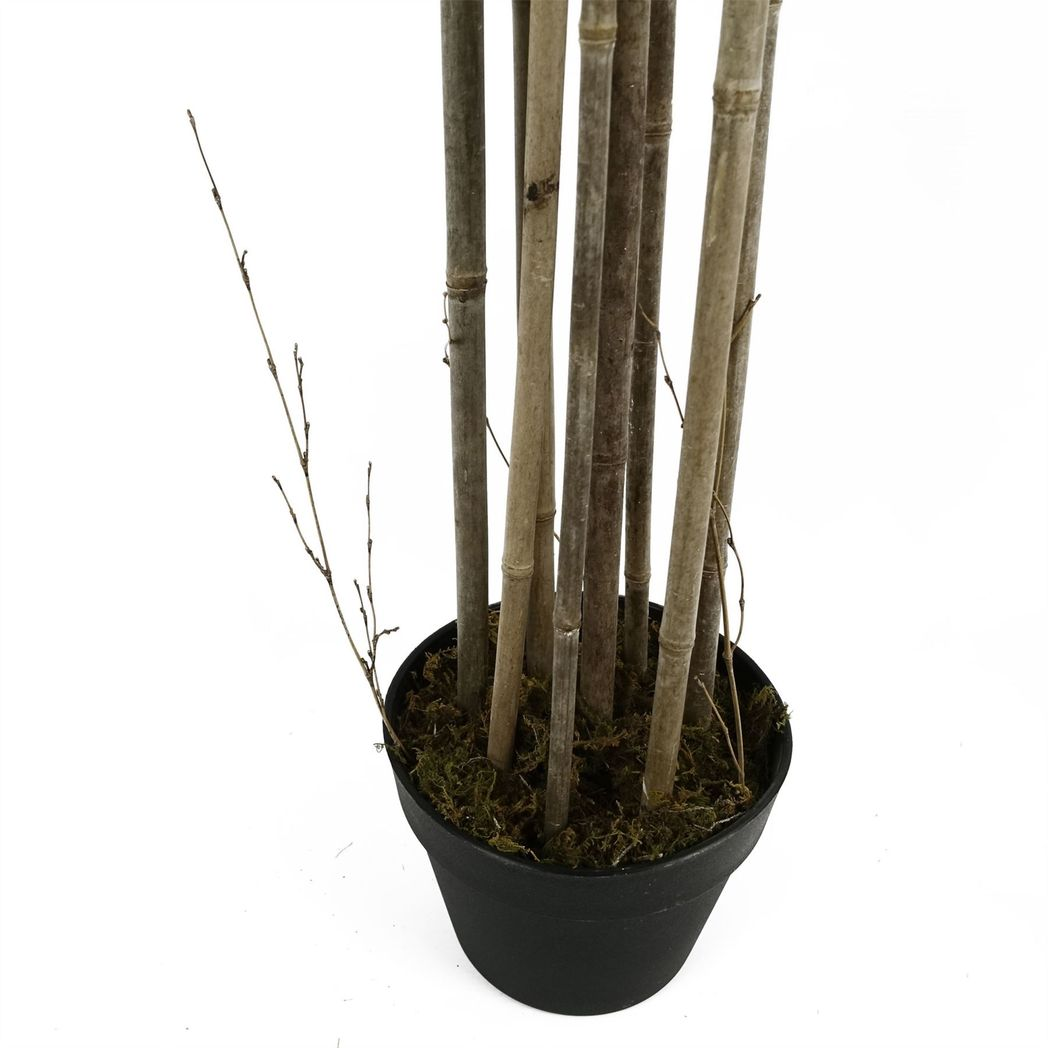 Leaf 180cm 6ft Artificial Bamboo Tree Natural Green in Black Pot