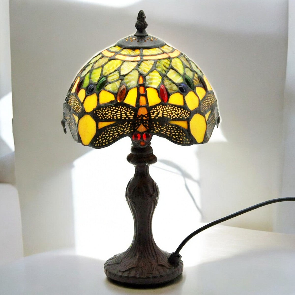 MSL Green Dragonfly Tiffany Lamp with 8-Inch Shade