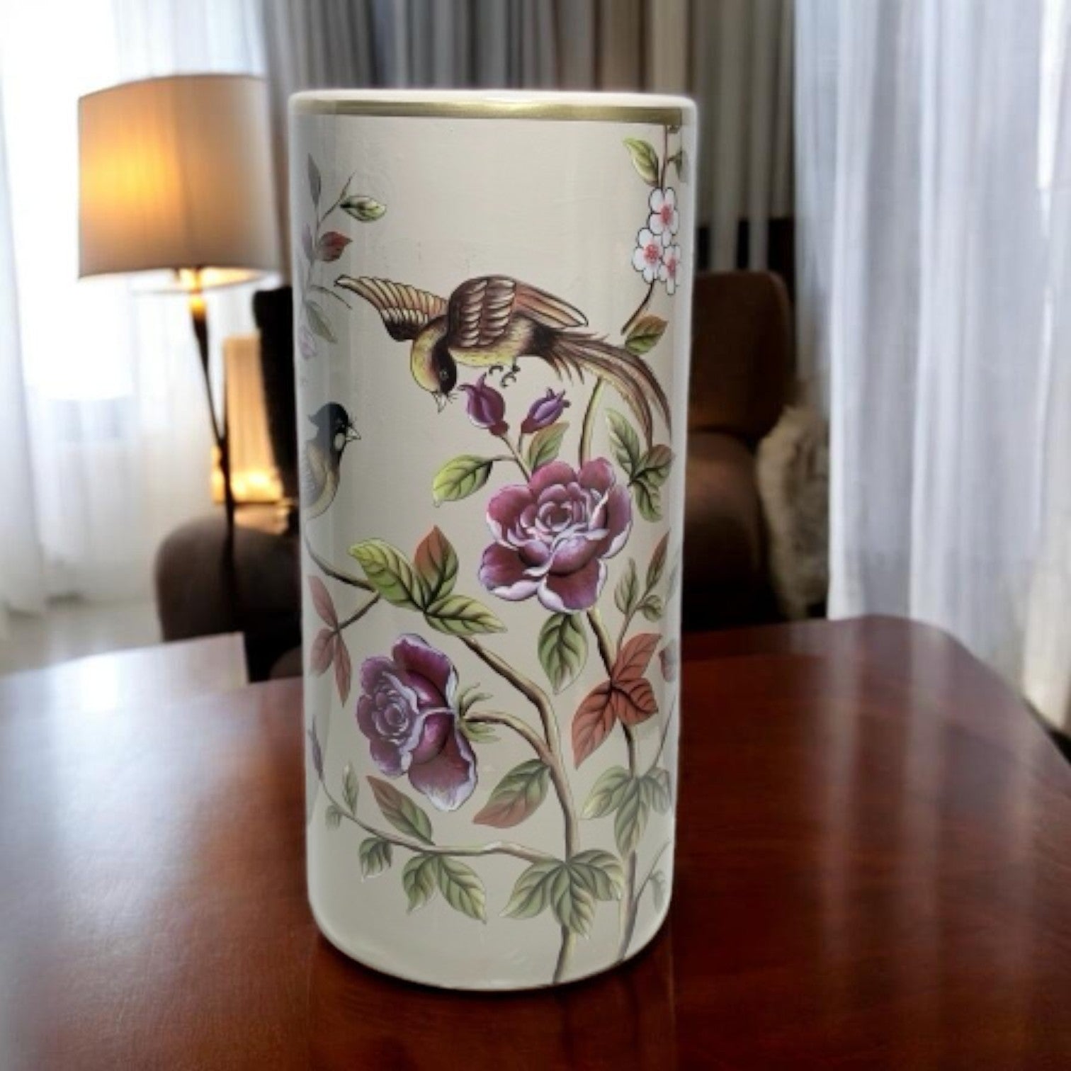 18" Glazed Ceramic Umbrella Stand, Traditional Style, Antique Feel, Can Also Be Used as a Large Vase
