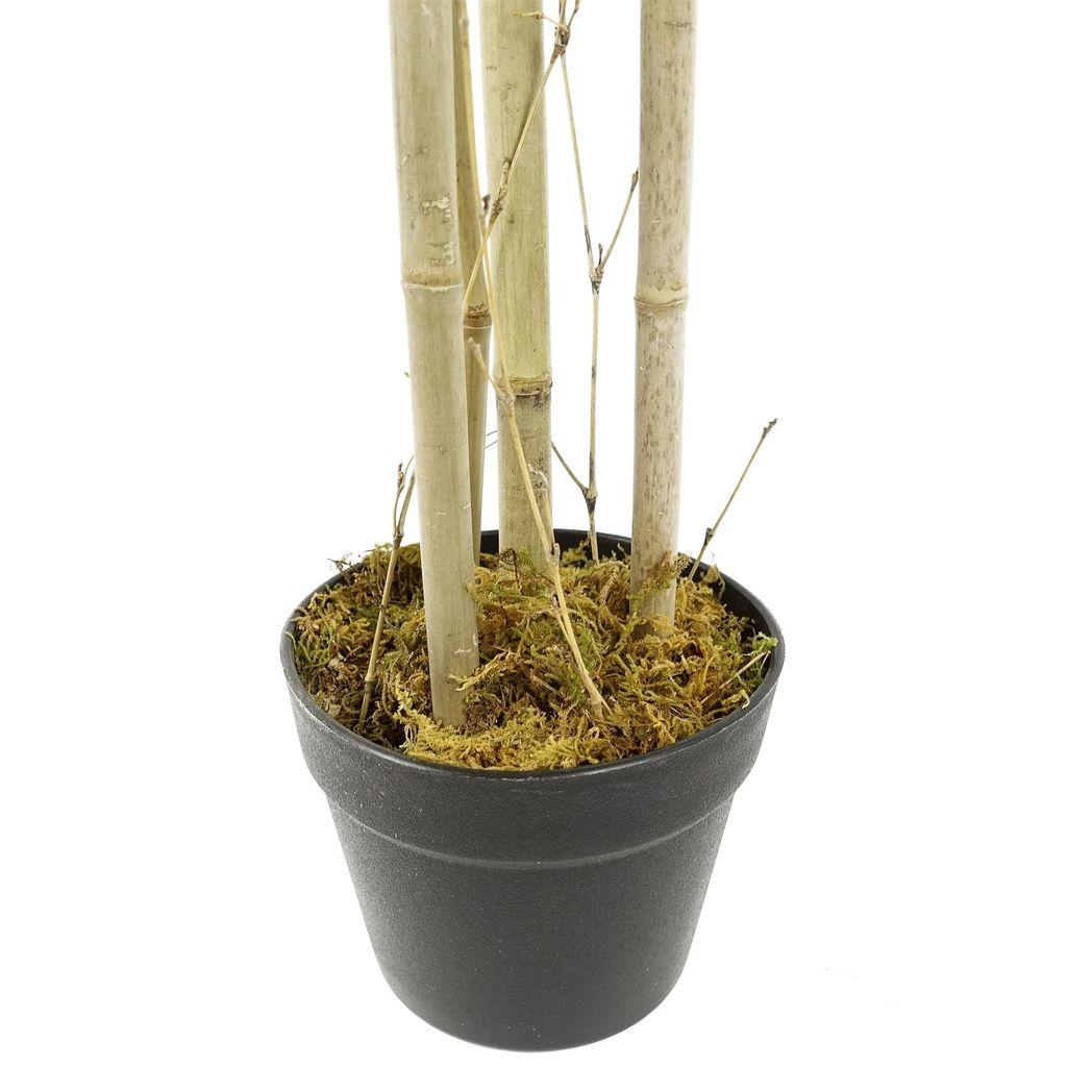 Leaf 120cm Artificial Bamboo Tree with Natural Bamboo Canes in Black Pot