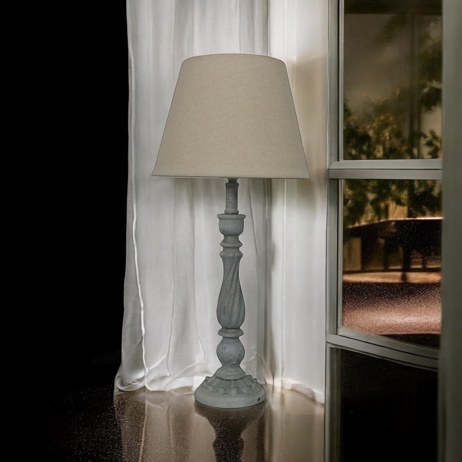 MSL 54cm Traditional Table Lamp with Linen Shade, In-Line Rocker Switch, Double Insulated