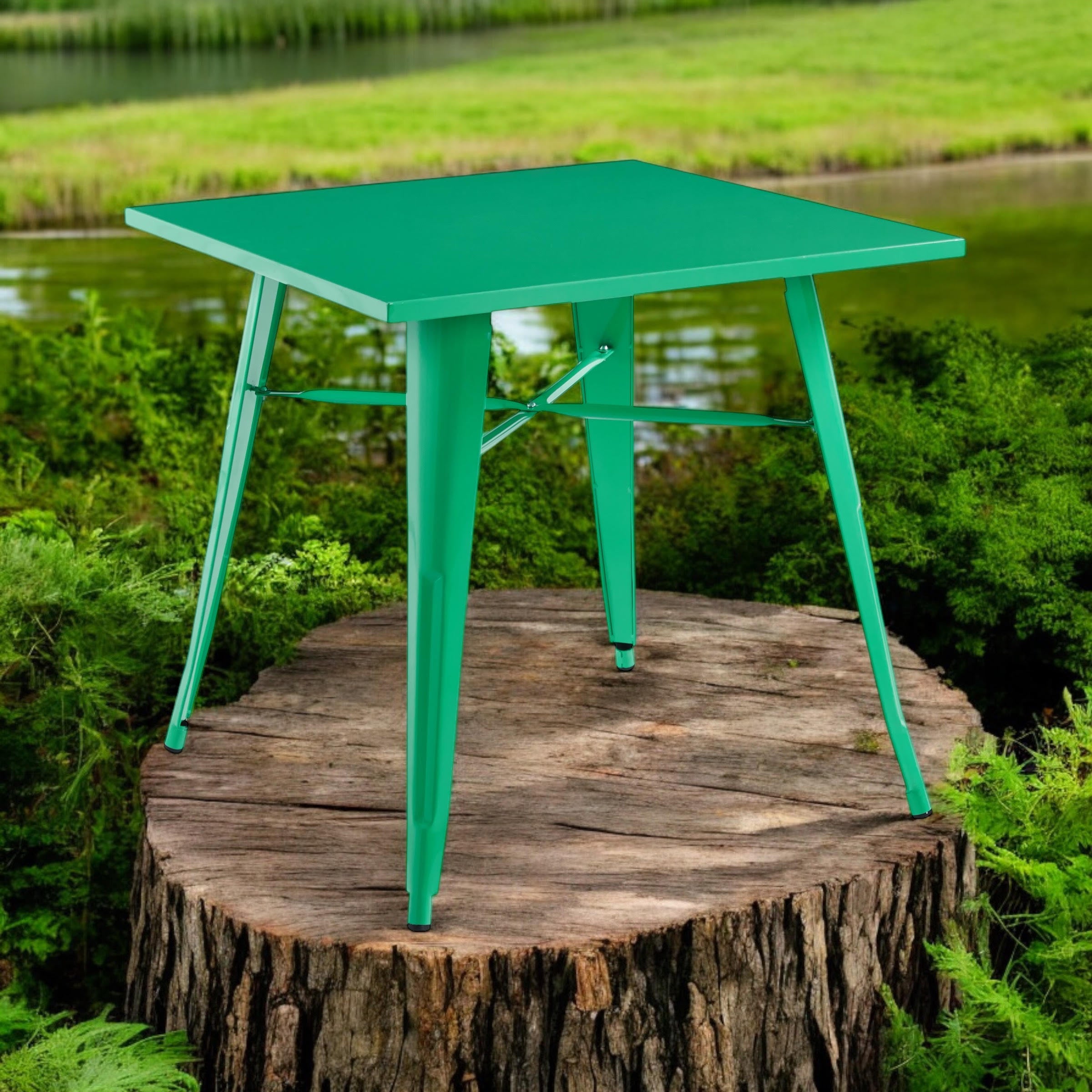 MSL Green Metal Bar Table 80 x 80 x 76 cm