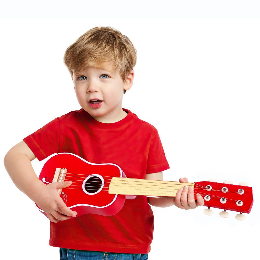 SOKA Red Wooden Kids Guitar, 6-String Acoustic Toy