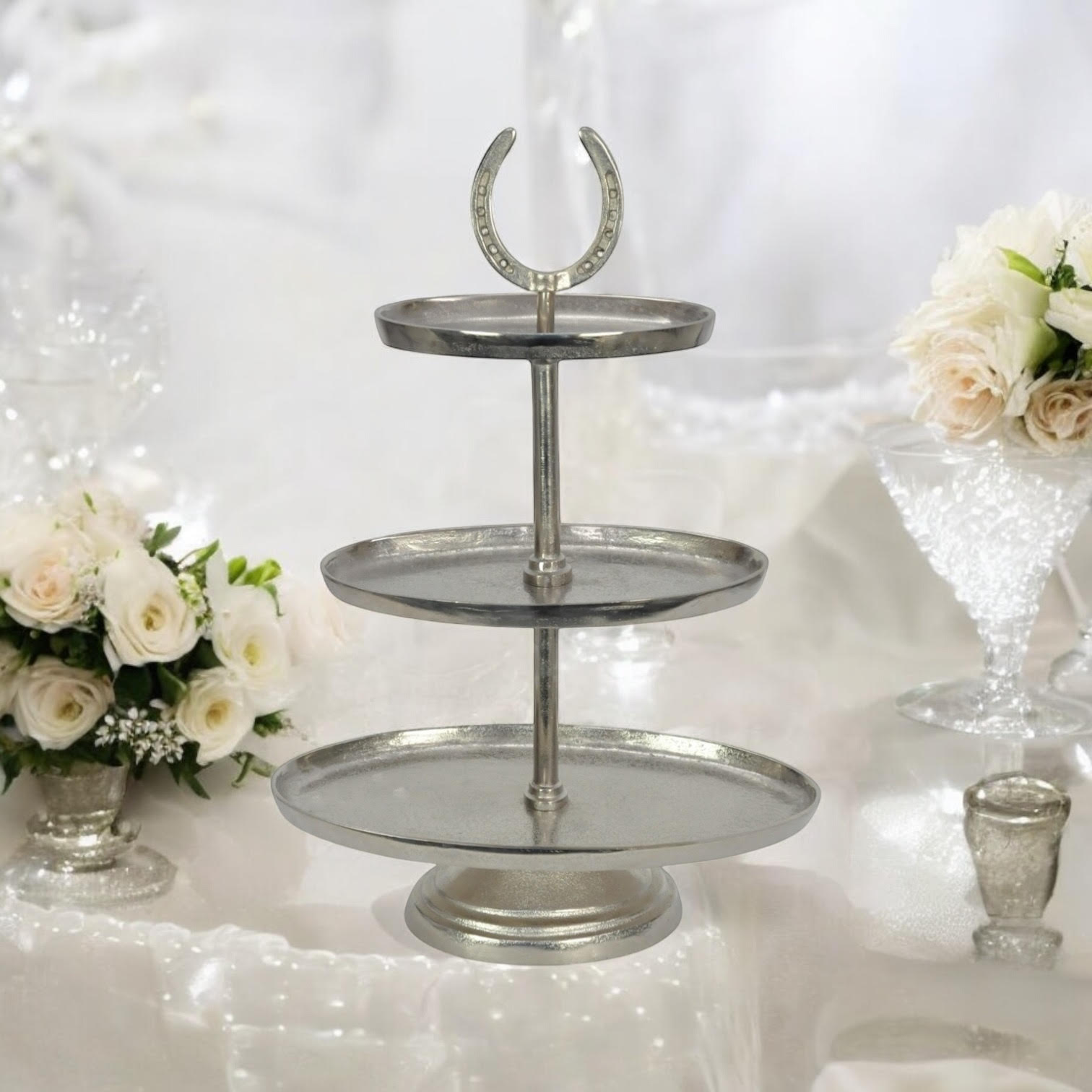 MSL 56CM 2 Tier Nickel Plated Hand Finished Cake Stand