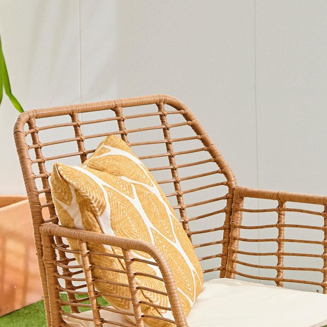 Neo 4 Piece Rattan Garden Sofa Set with Glass Table and Cushions