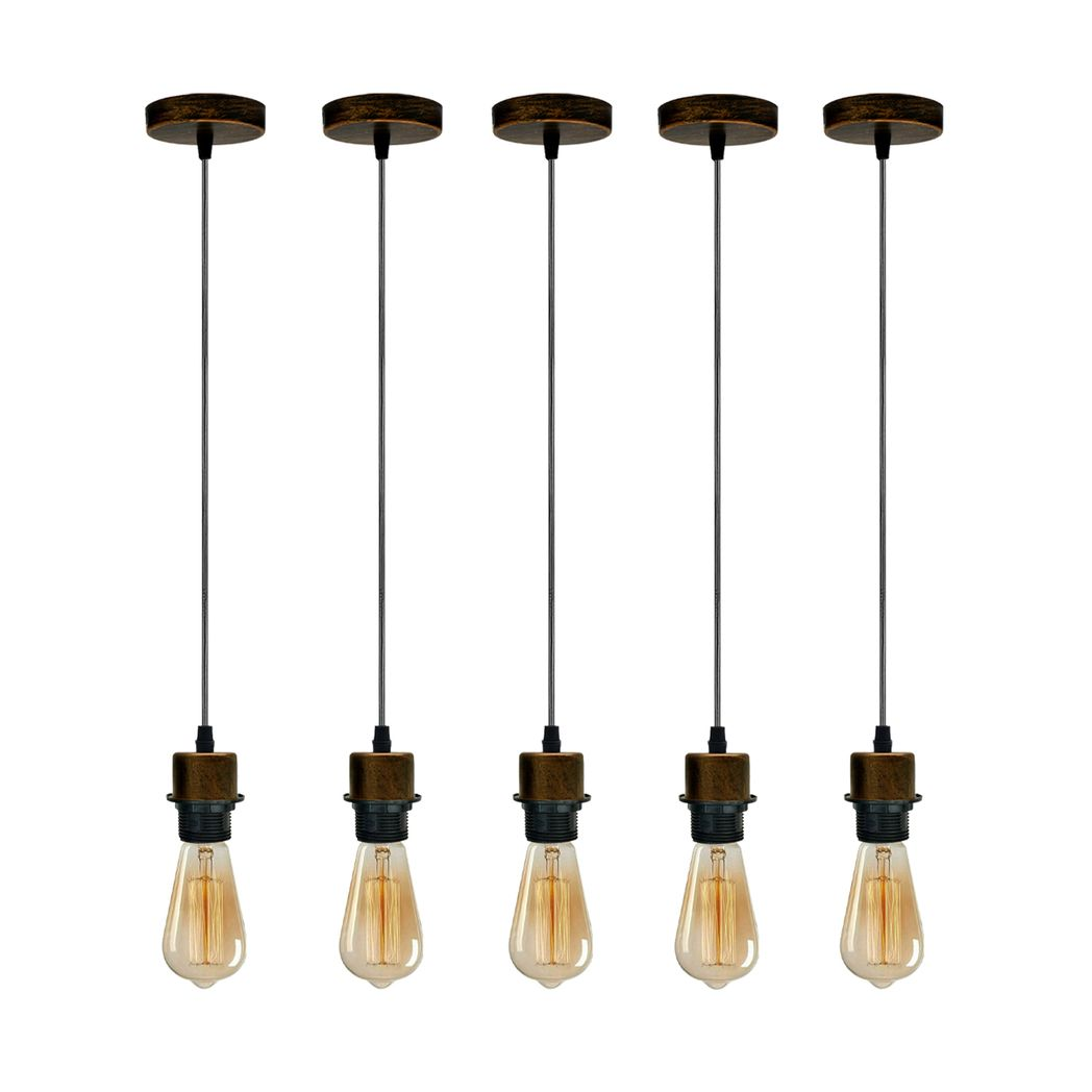 5 Pack Industrial Brushed Copper E27 Pendant Light Holders