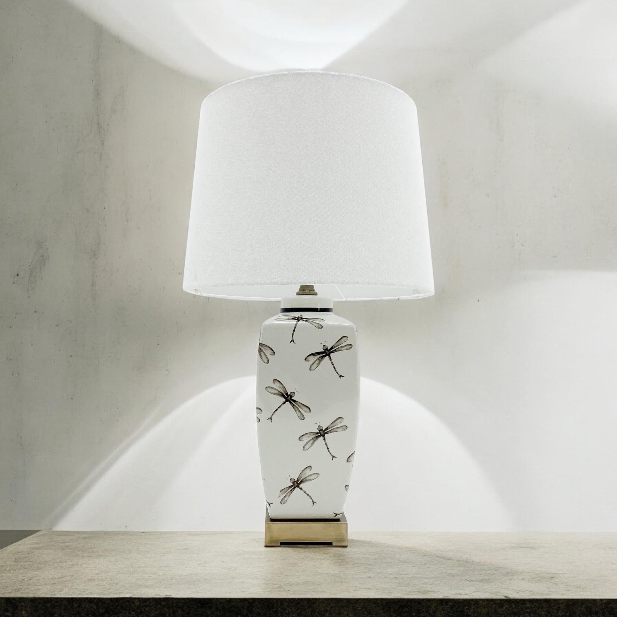 MSL 43cm Traditional Ceramic Table Lamp with Shade, Inline Rocker Switch, Double Insulated