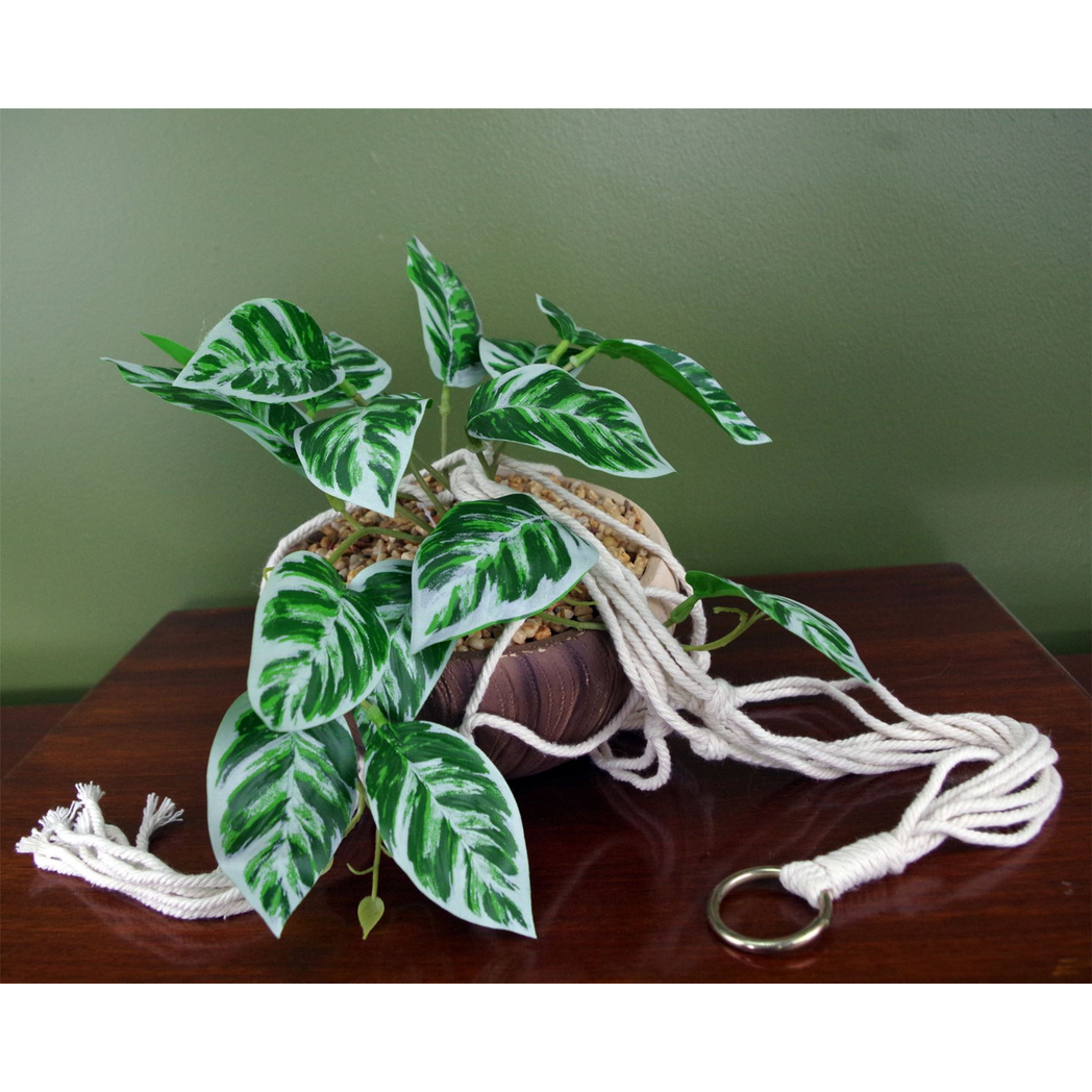 Leaf 85cm Hanging Artificial Potted Pothos Plant with Ceramic Planter