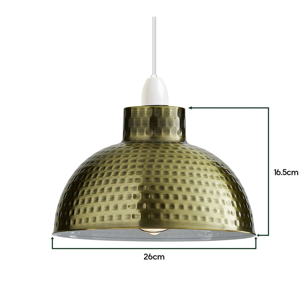 2 Pack Vintage Green Metal Dome Lamp Shades, 26cm, E27/B22 Compatible