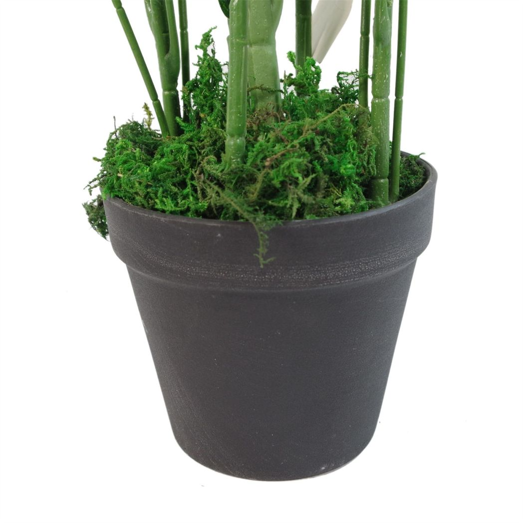 65cm Artificial Large Leaf Bamboo Shrub Plant with Metal Planter