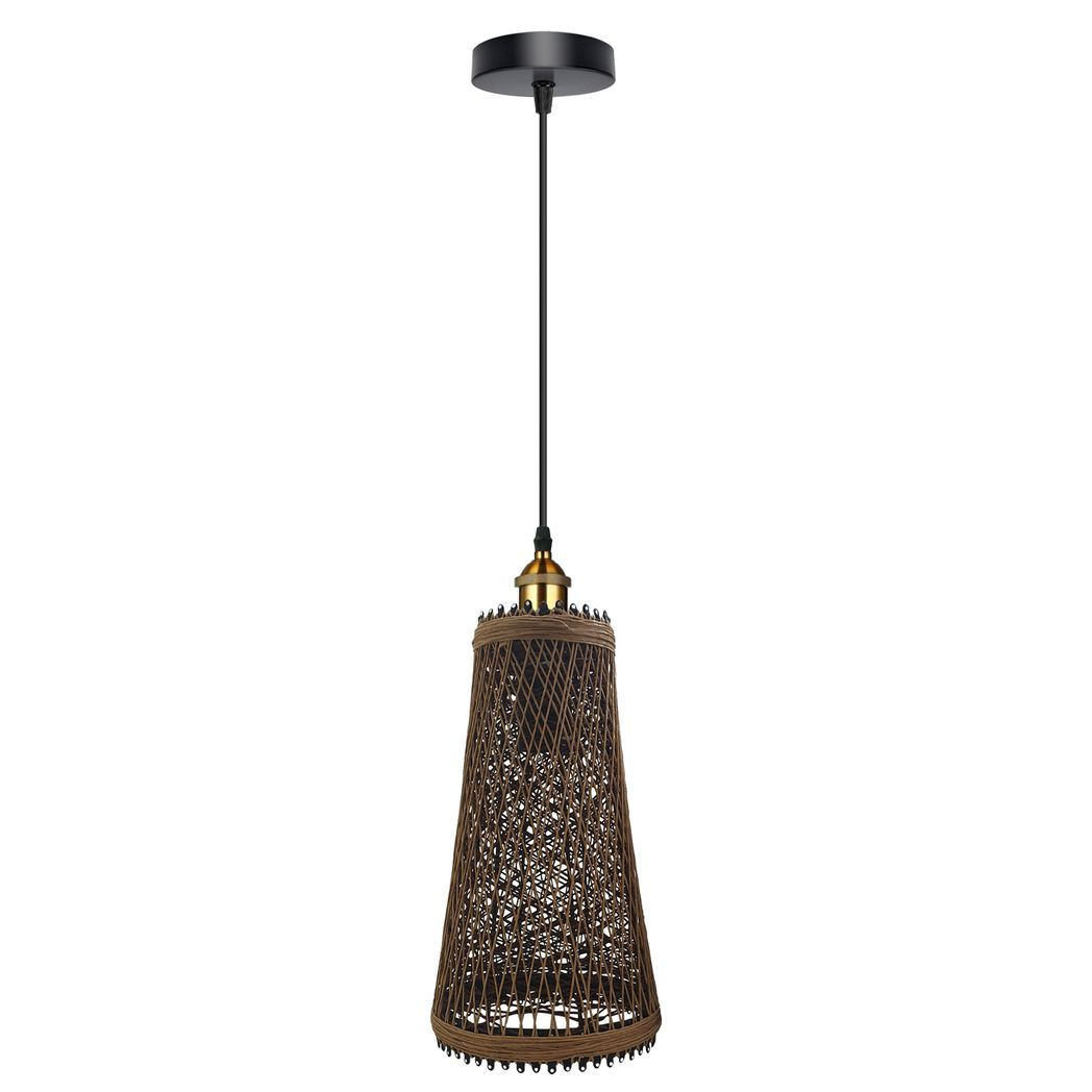 Natural Rattan Wicker Vintage Industrial Style Single Ceiling Pendant Light Shade