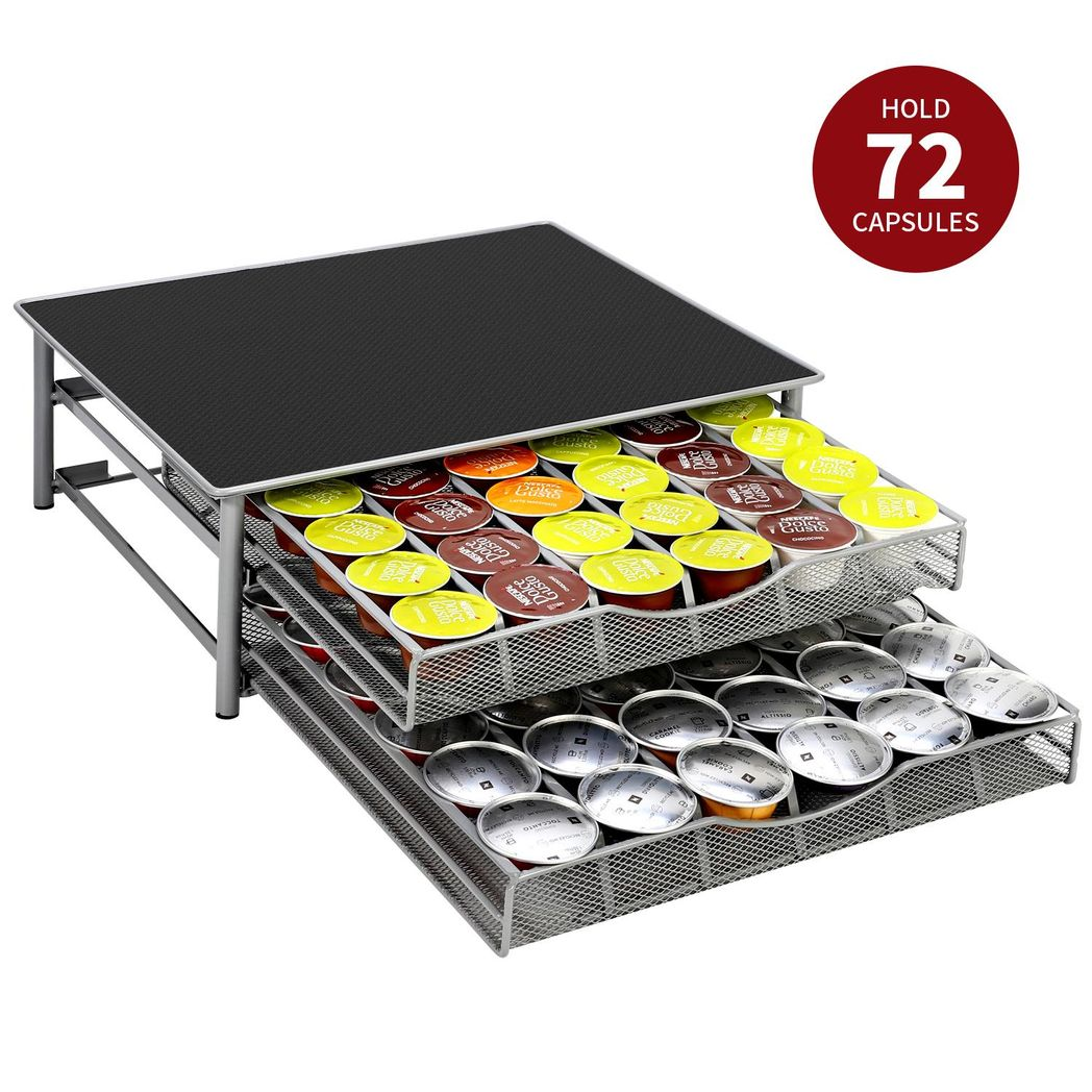 Vinsani Sliding Coffee Pod Double Drawer for Dolce Gusto Capsules, Holds Up to 72 Capsules